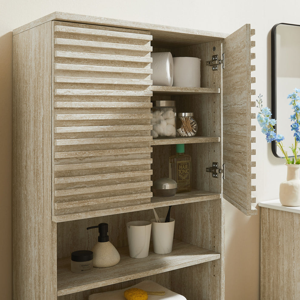 Render Tall Faux Travertine Linen Storage Cabinet by Modway | Bathroom Accessories | Modishstore - 7