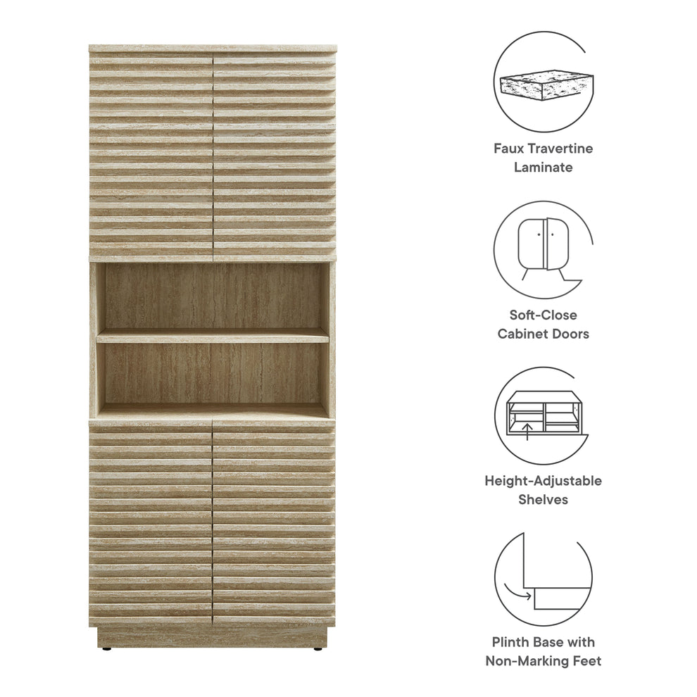 Render Tall Faux Travertine Linen Storage Cabinet by Modway | Bathroom Accessories | Modishstore - 9