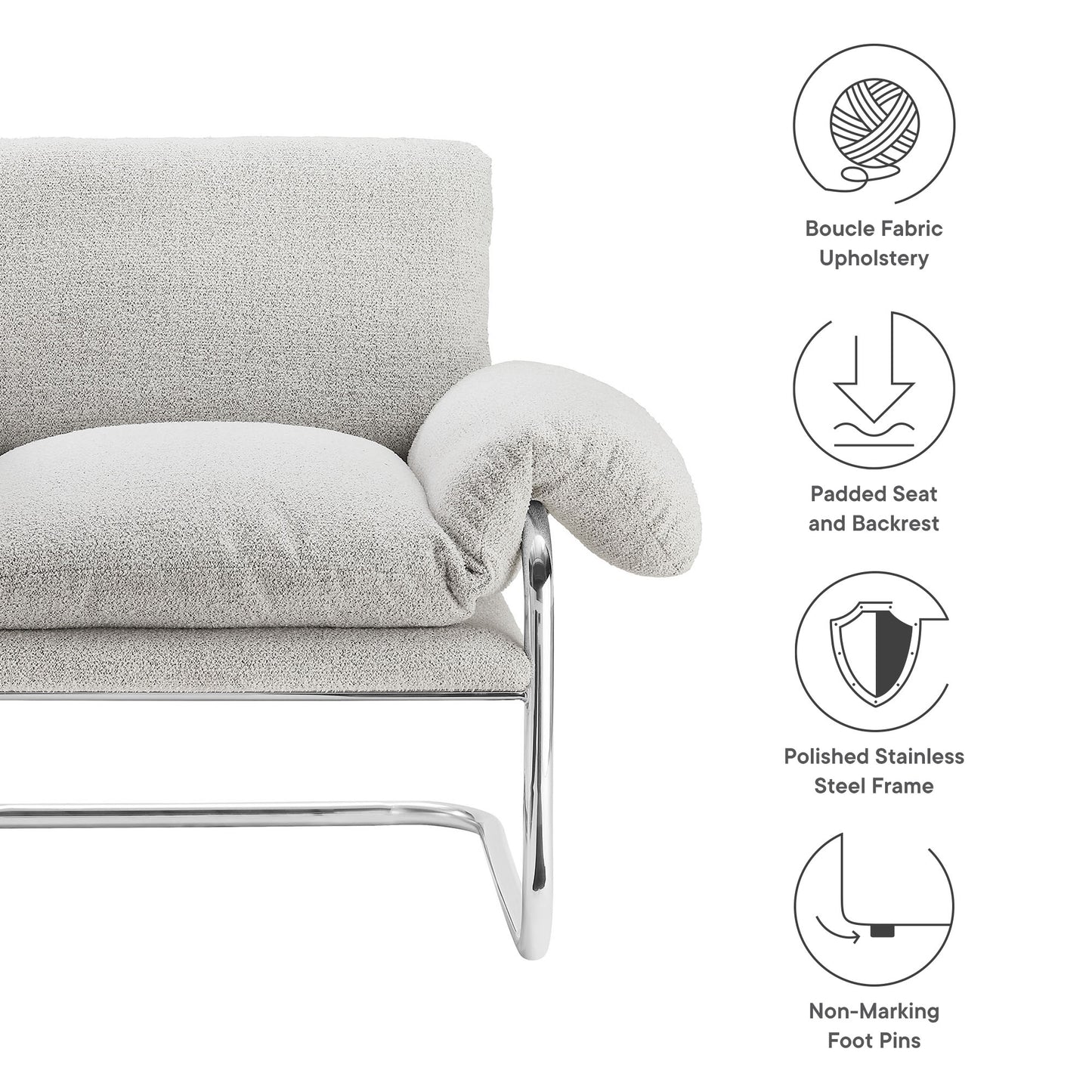 Ansel Boucle Fabric Accent Chair by Modway | Accent Chairs | Modishstore - 17