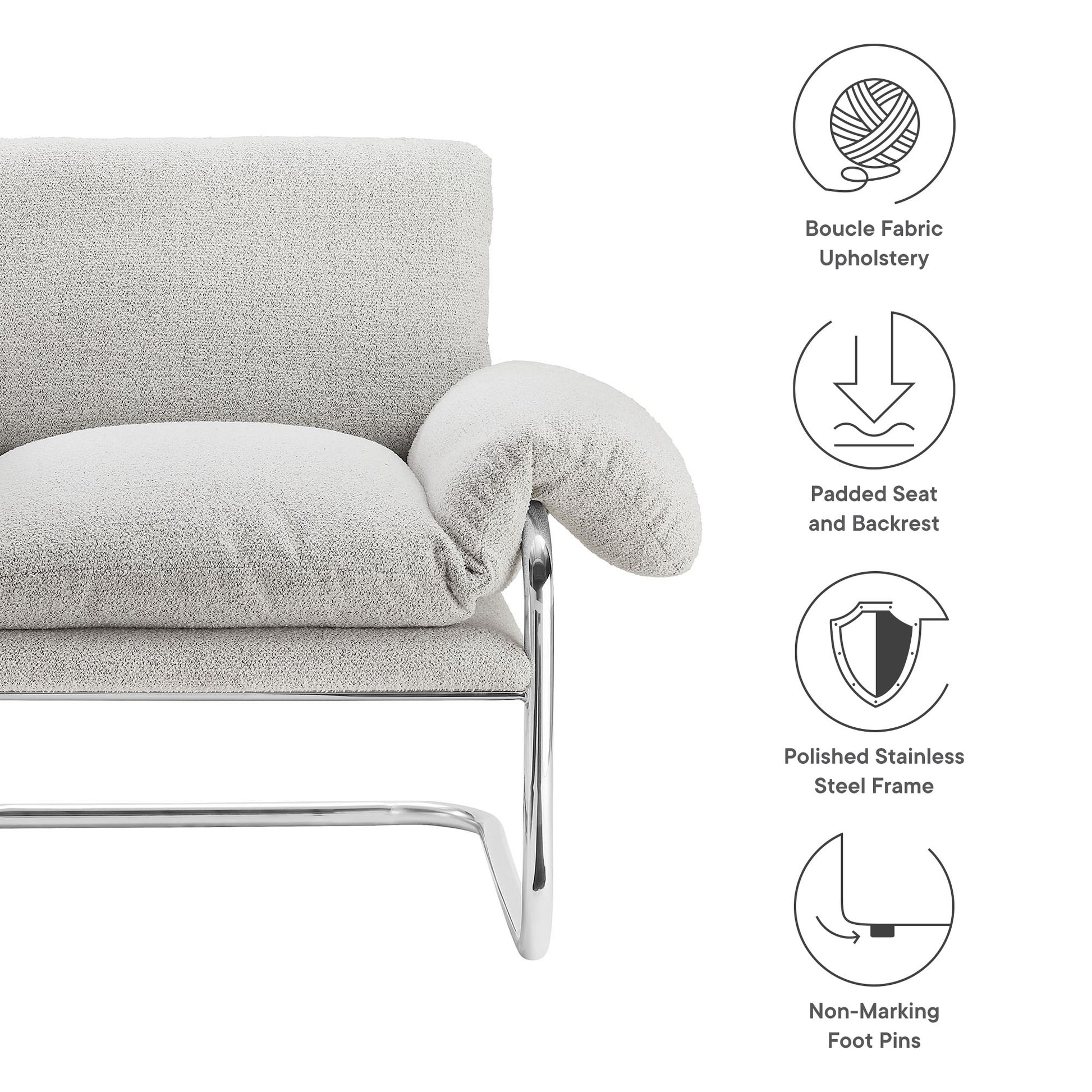 Ansel Boucle Fabric Accent Chair by Modway | Accent Chairs | Modishstore - 17