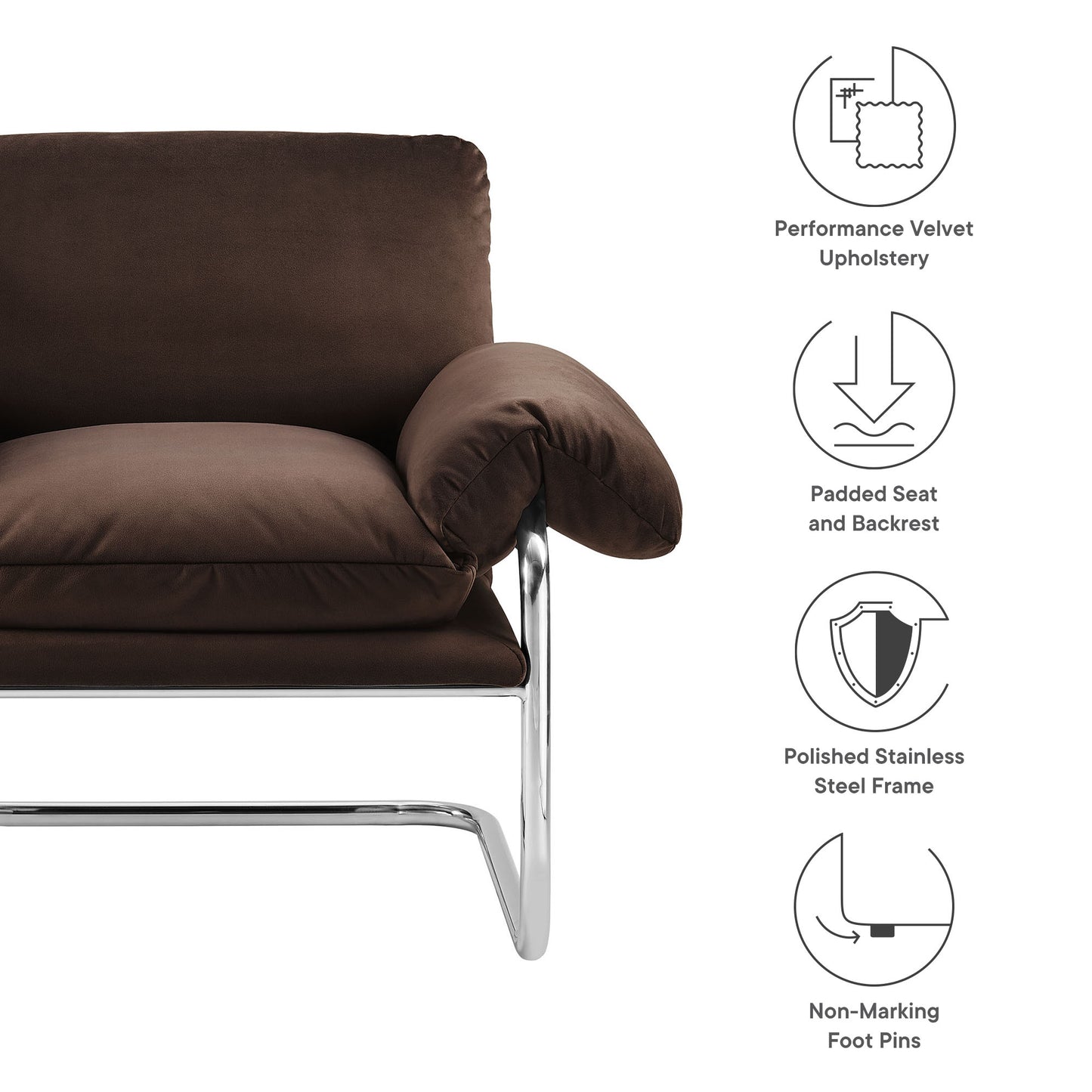 Ansel Performance Velvet Accent Chair by Modway | Accent Chairs | Modishstore - 8