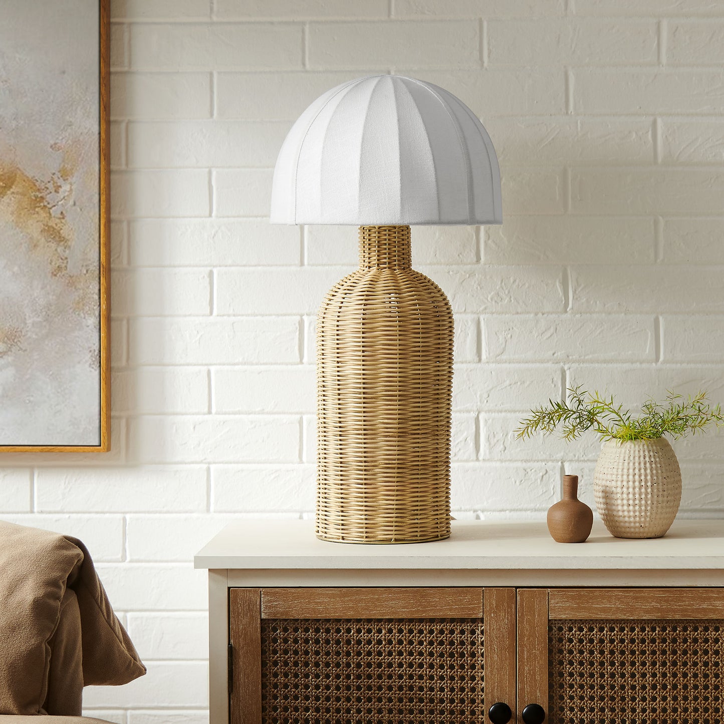 Santo Rattan Table Lamp With Dome Shade by Modway | Table Lamps | Modishstore - 1