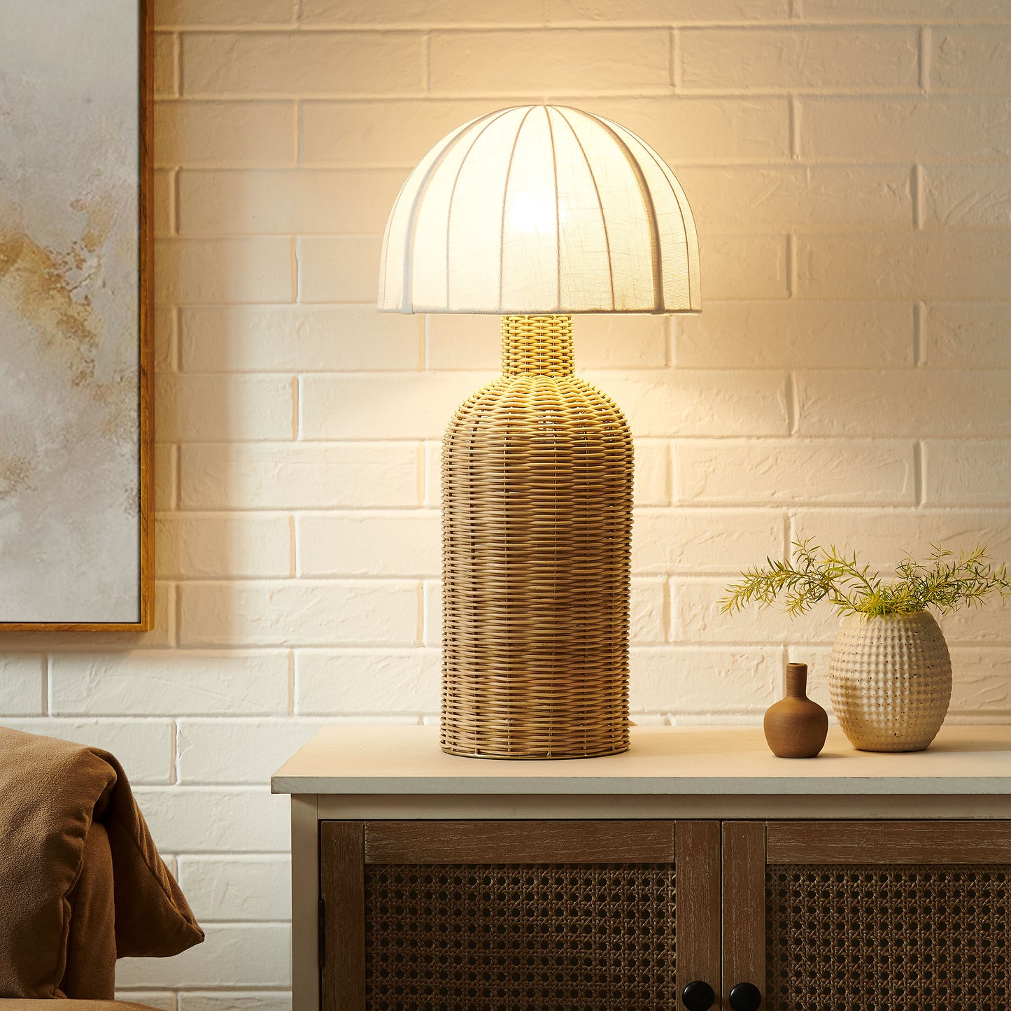 Santo Rattan Table Lamp With Dome Shade by Modway | Table Lamps | Modishstore - 9