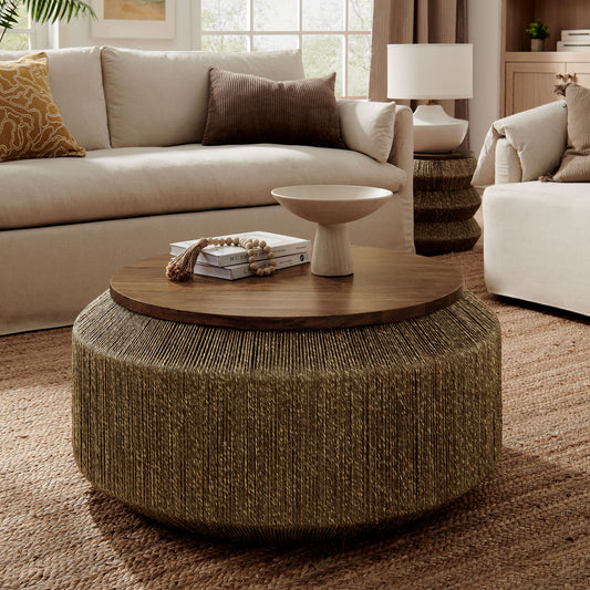 Maris Seagrass and Wood Coffee Table by Modway | Accent Tables | Modishstore - 1