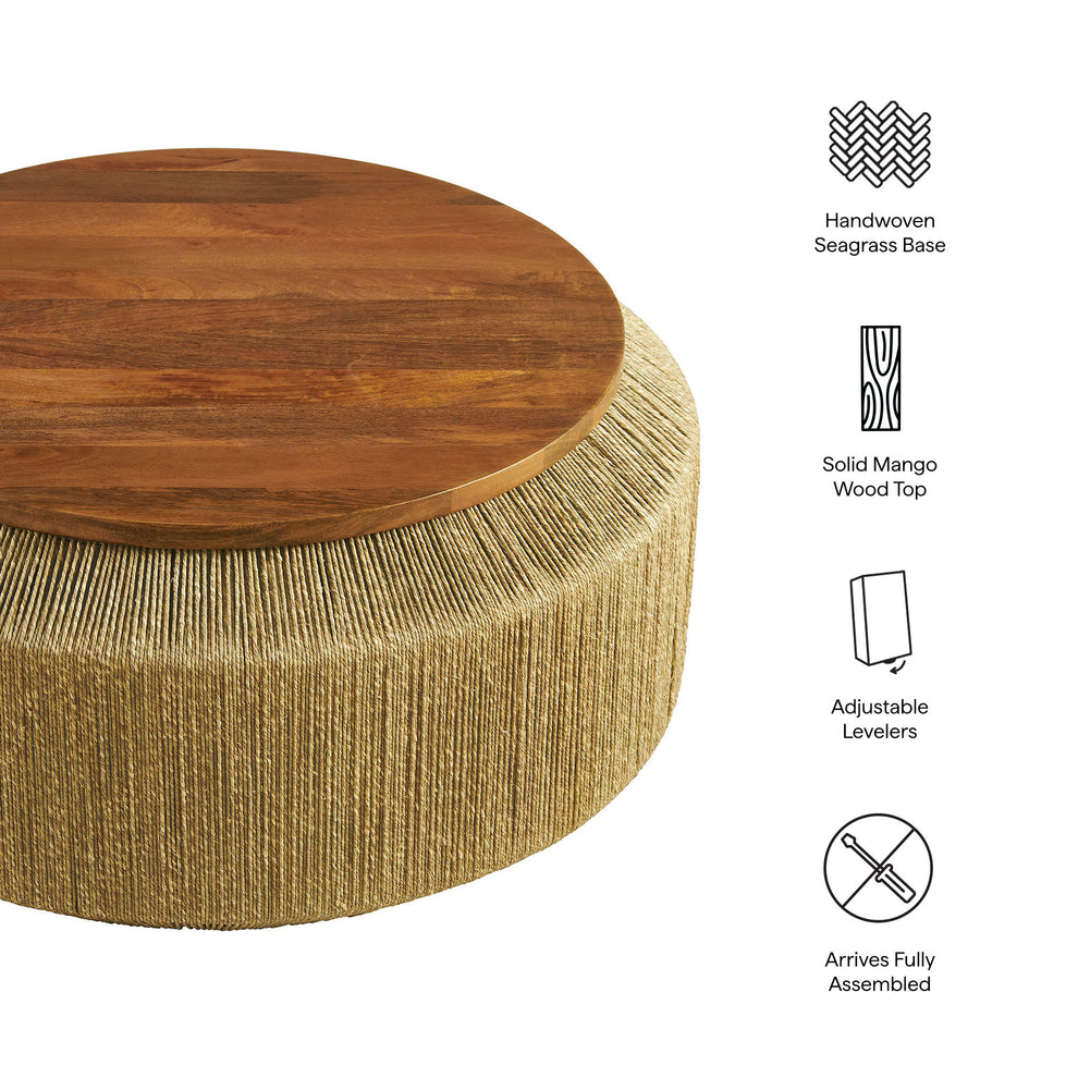 Maris Seagrass and Wood Coffee Table by Modway | Accent Tables | Modishstore - 7