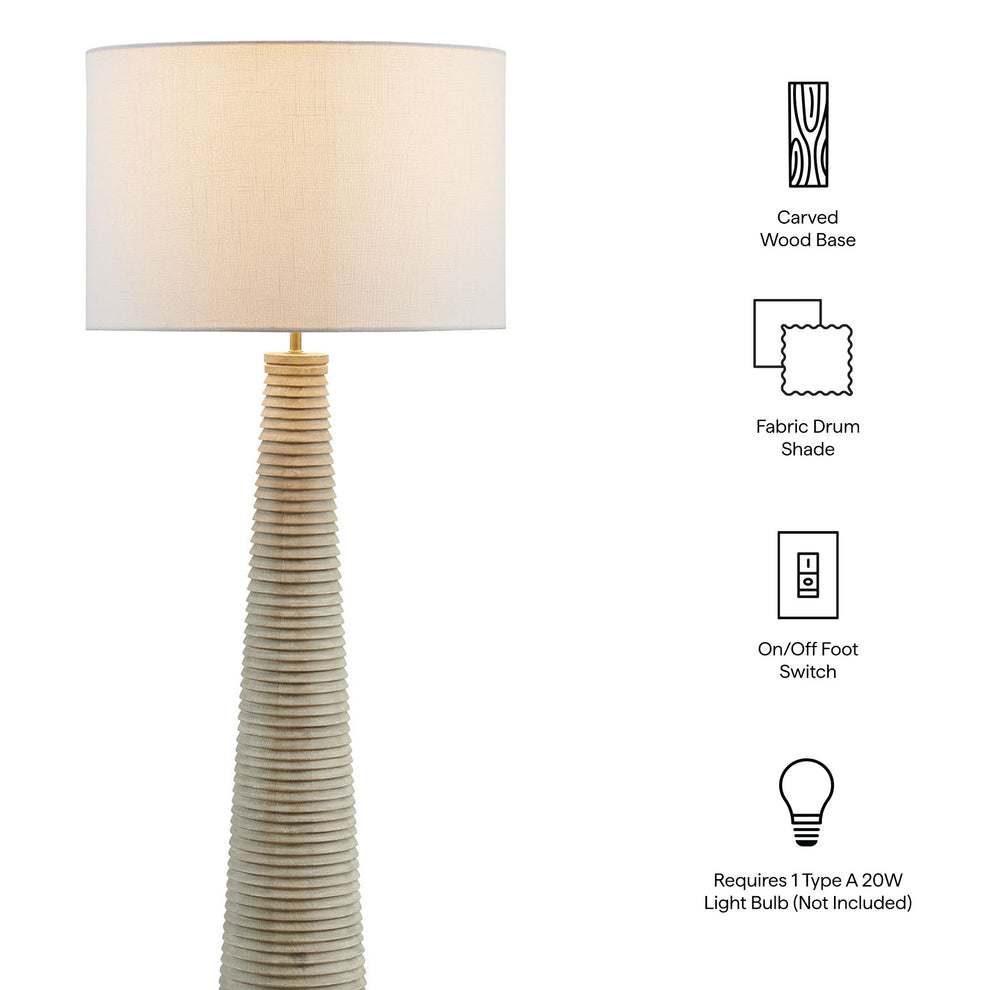 Saylor Carved Ribbed Wood Floor Lamp With Drum Shade by Modway | Floor Lamps | Modishstore - 10
