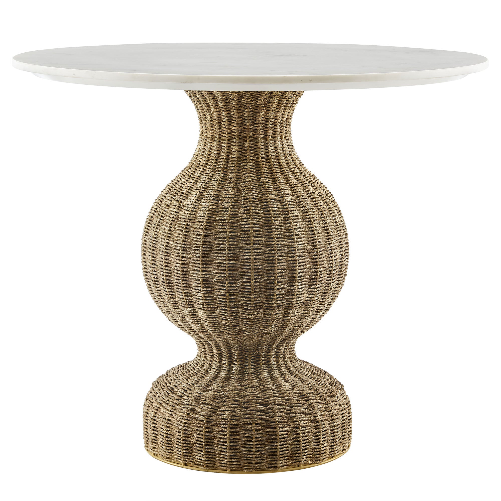 Zale 36" Marble and Seagrass Dining Table - Thumbnail 2