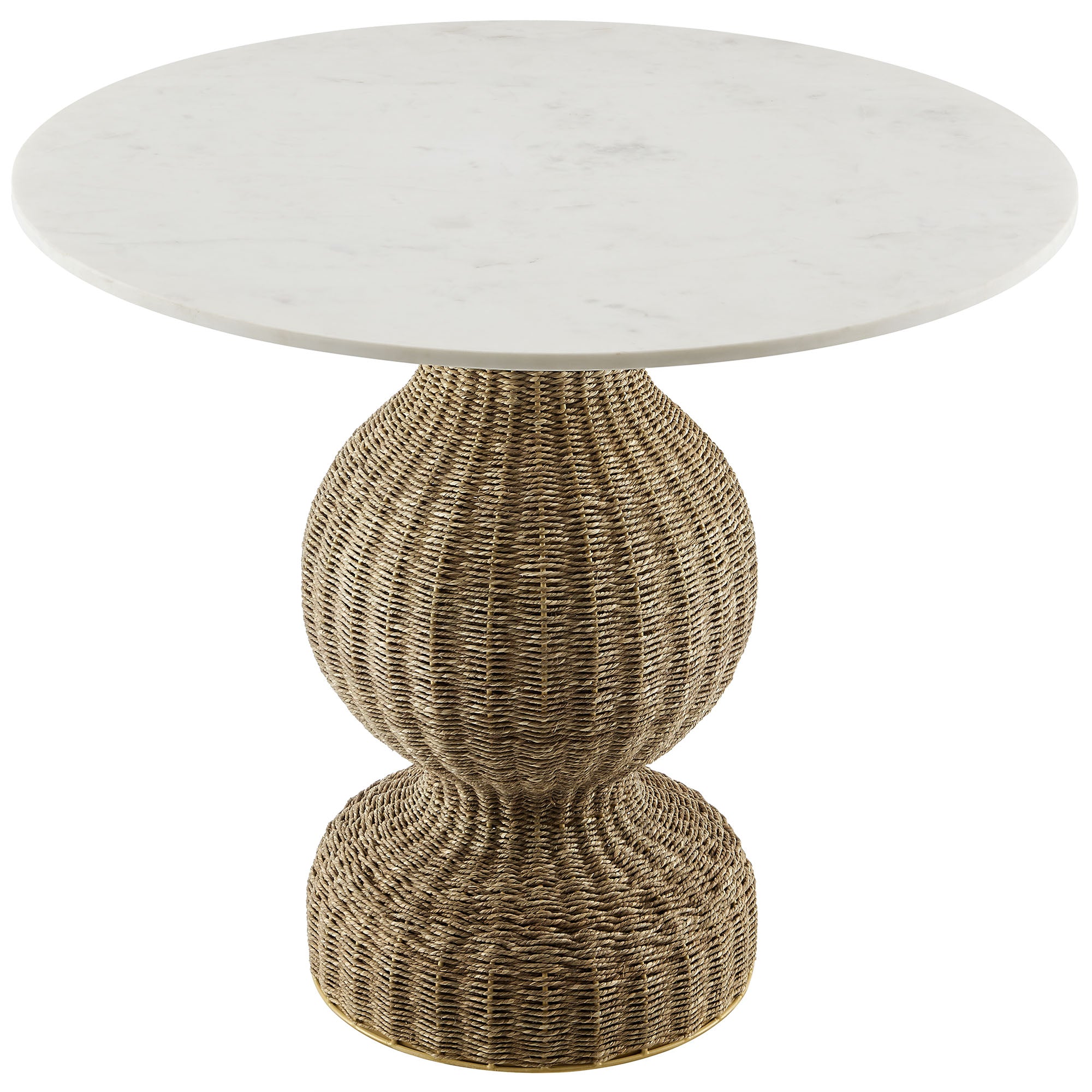 Zale 36" Marble and Seagrass Dining Table - Thumbnail 3