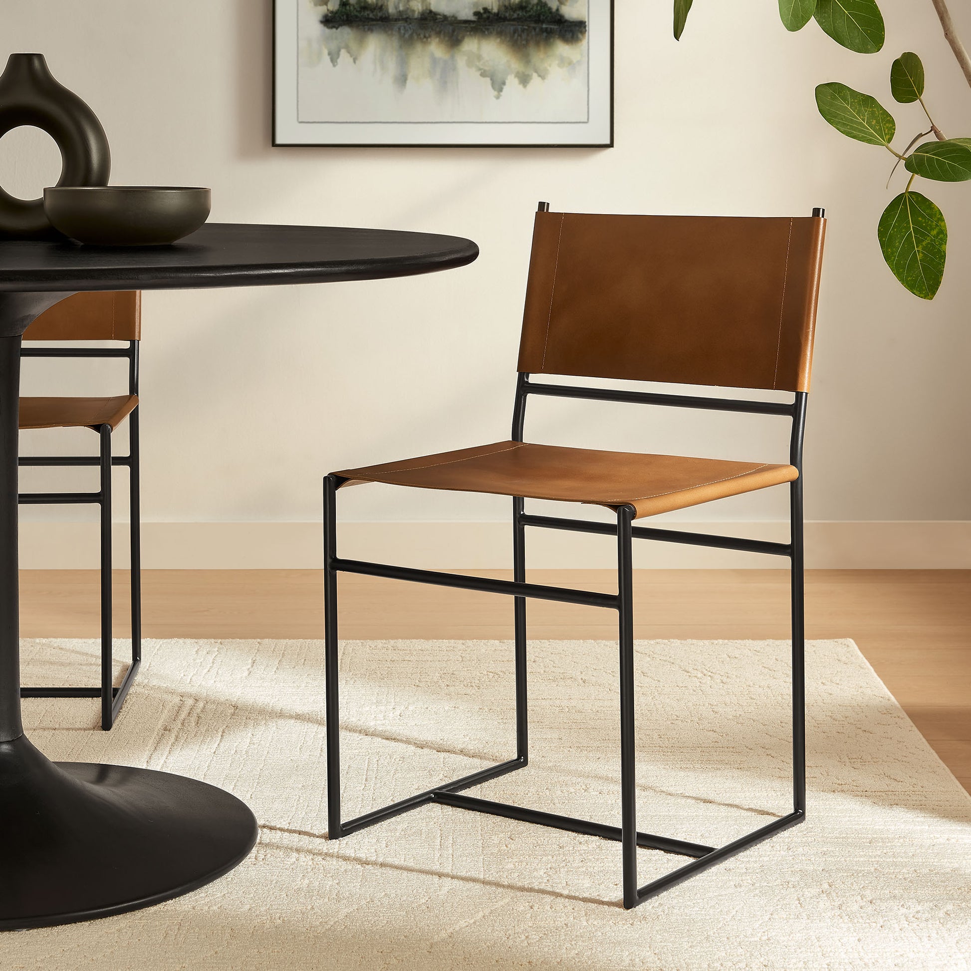 Thatcher Leather and Metal Dining Chair by Modway | Dining Chairs | Modishstore - 1