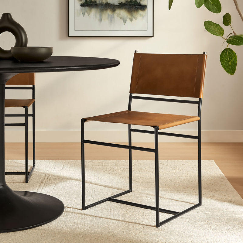 Thatcher Leather and Metal Dining Chair by Modway | Dining Chairs | Modishstore - 1