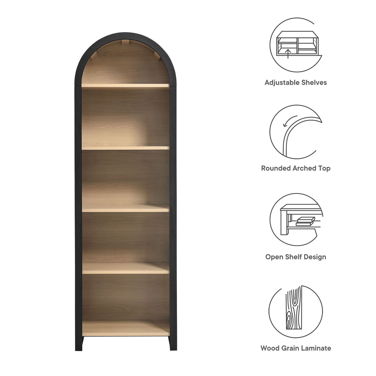 Evie Arched Narrow Bookcase Display Cabinet by Modway | Cabinets | Modishstore - 7