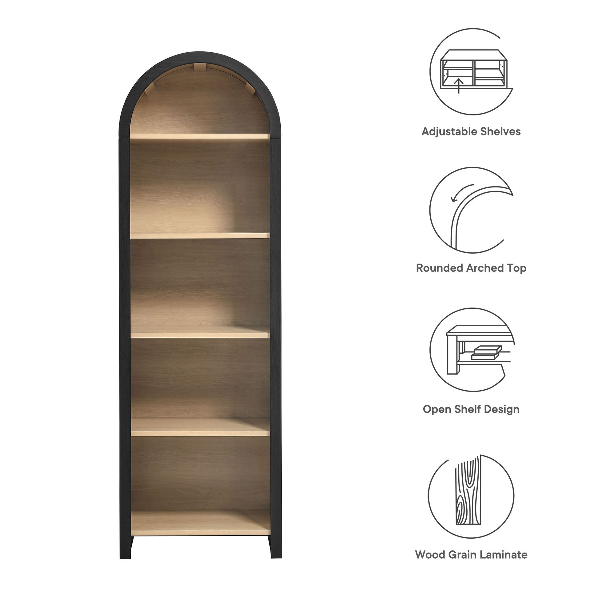 Evie Arched Narrow Bookcase Display Cabinet by Modway | Cabinets | Modishstore - 7