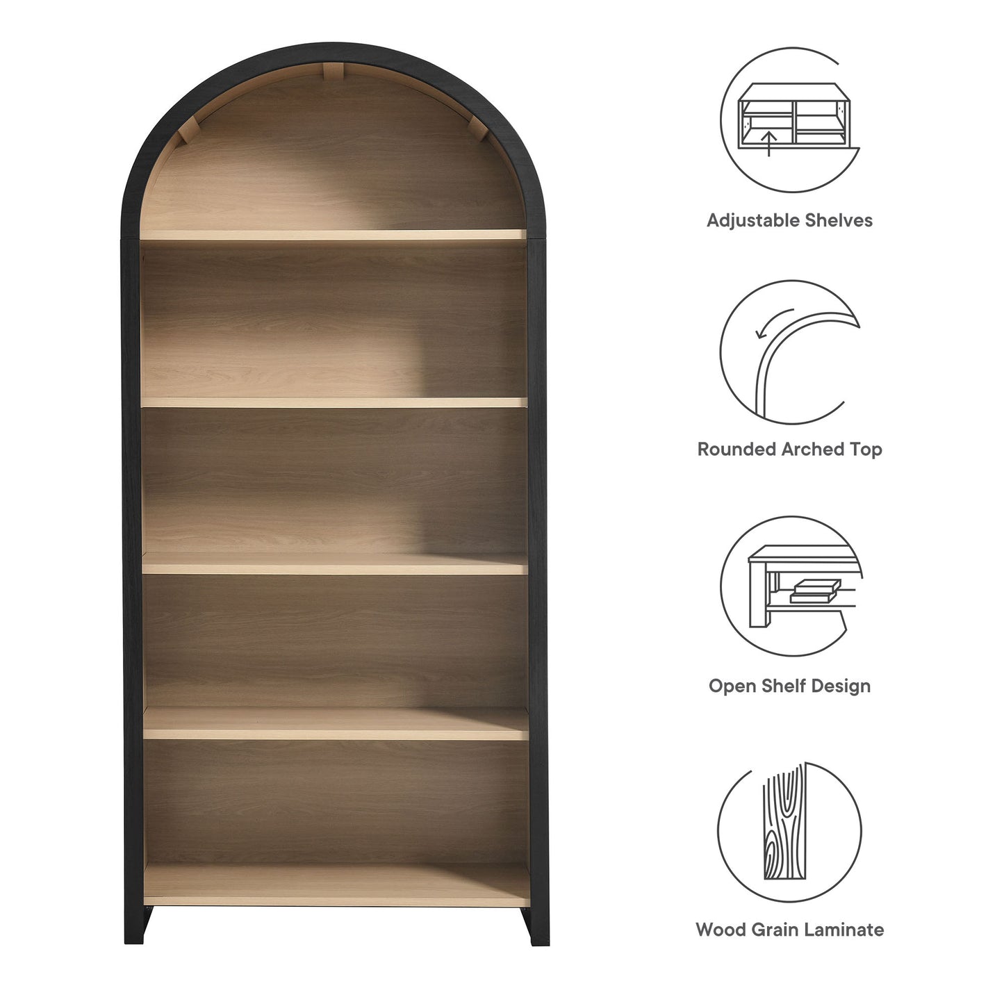 Evie Arched Wide Bookcase Display Cabinet by Modway | Cabinets | Modishstore - 7