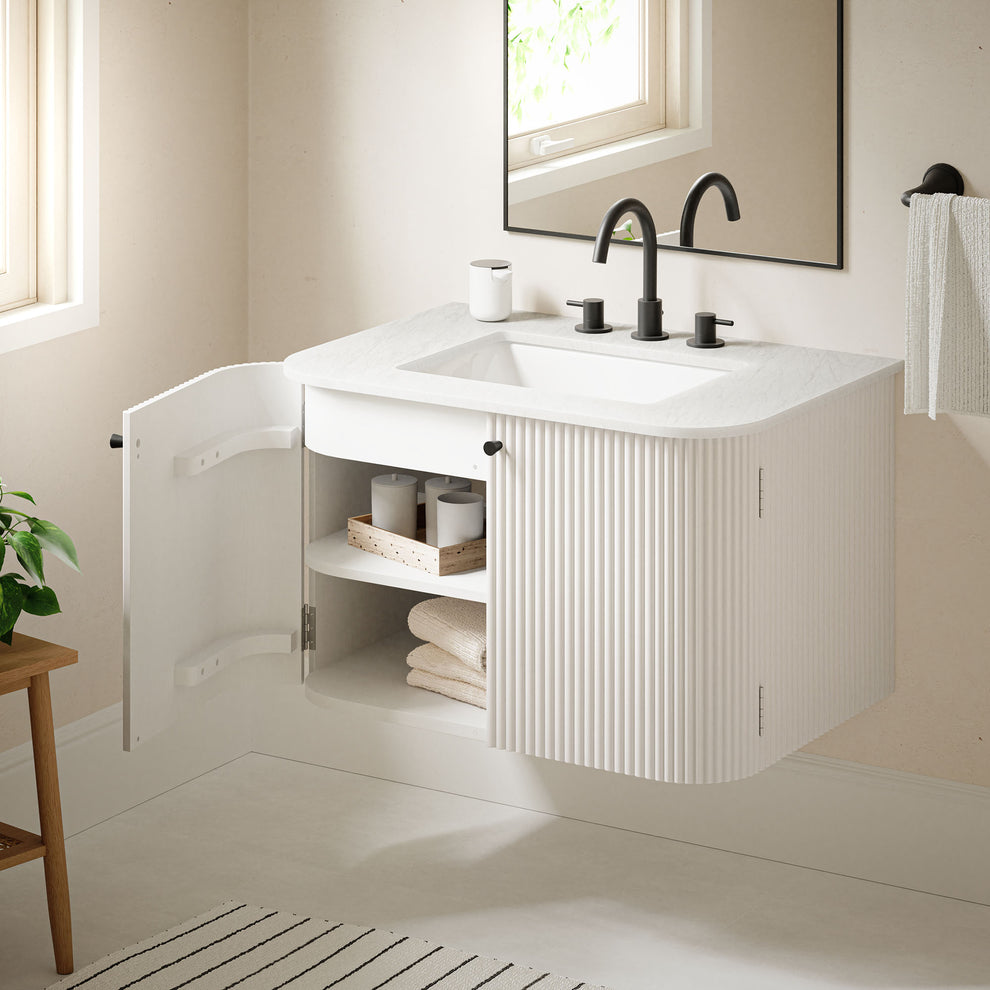 Zia 30" Wall-Mount Bathroom Vanity with Marble Sink by Modway | Bathroom Accessories | Modishstore - 9