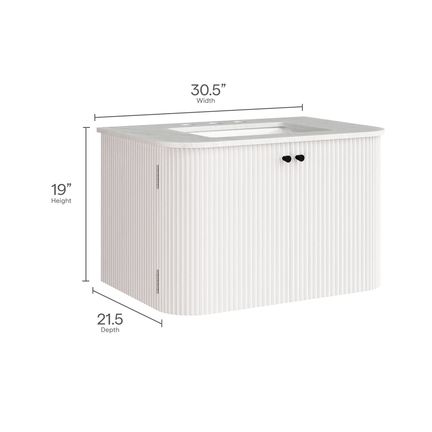 Zia 30" Wall-Mount Bathroom Vanity with Marble Sink by Modway | Bathroom Accessories | Modishstore - 11