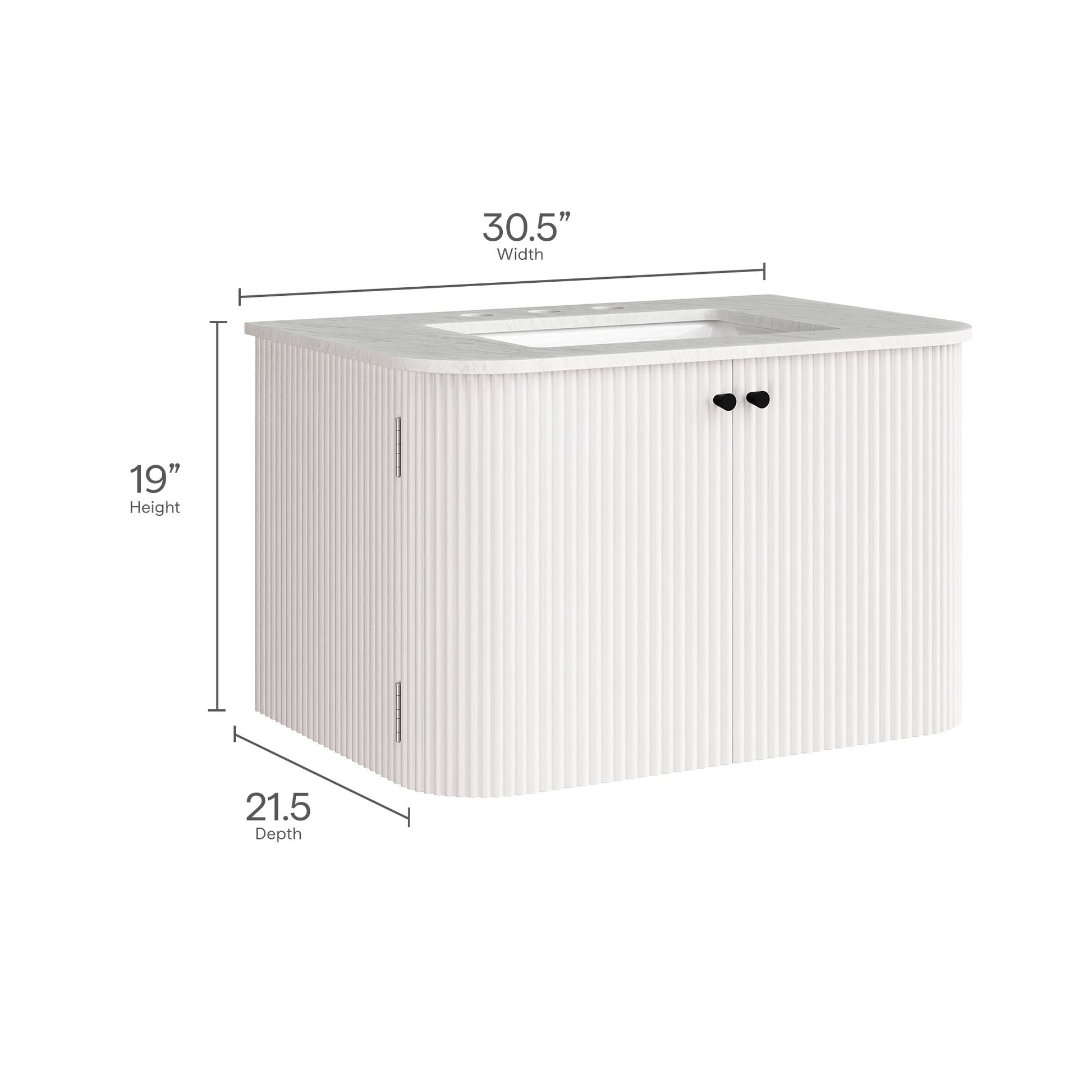 Zia 30" Wall-Mount Bathroom Vanity with Marble Sink by Modway | Bathroom Accessories | Modishstore - 11