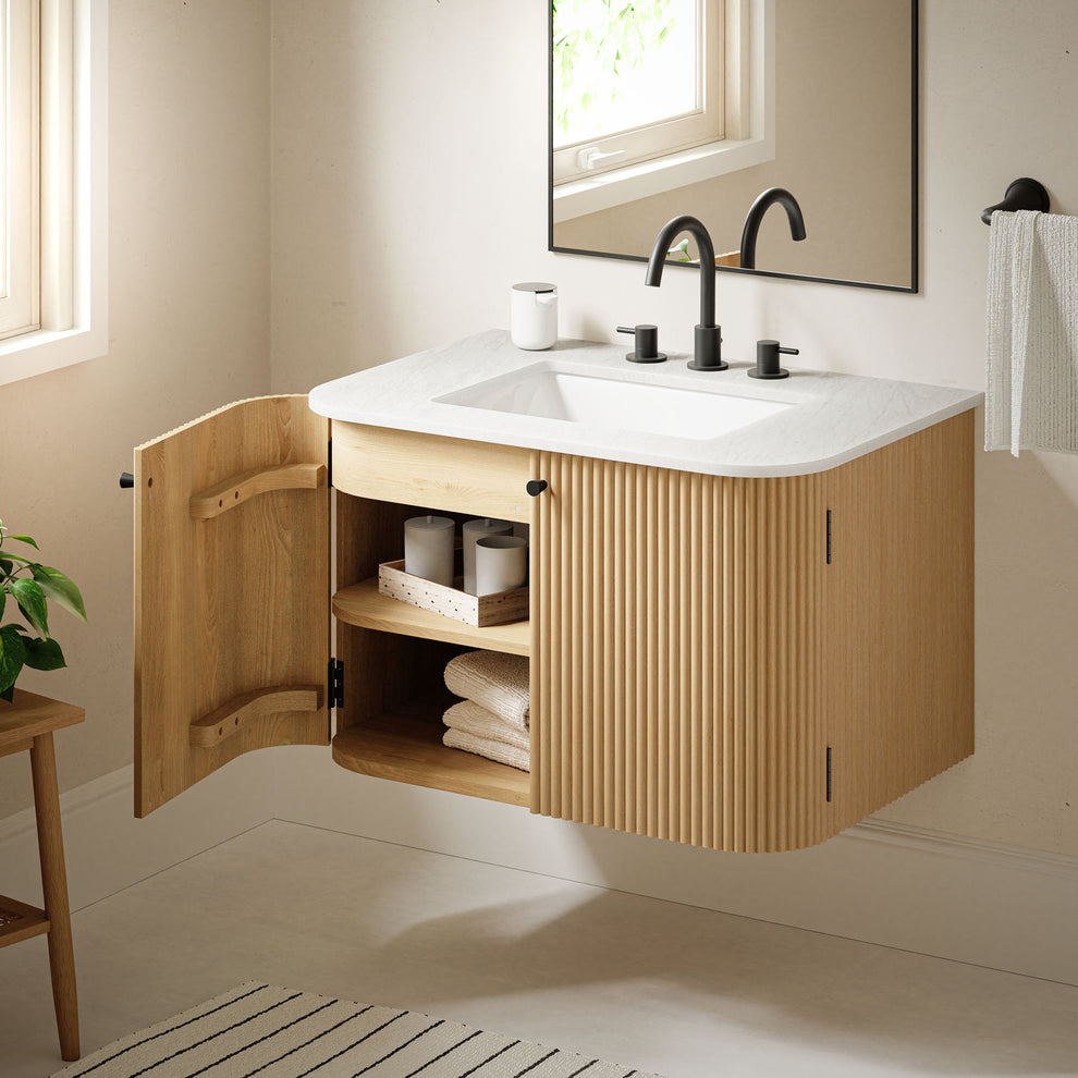 Zia 30" Wall-Mount Bathroom Vanity with Marble Sink by Modway | Bathroom Accessories | Modishstore - 19