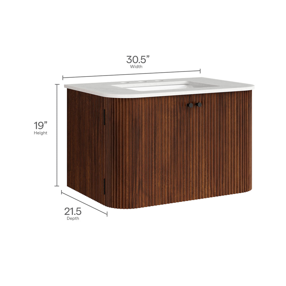 Zia 30" Wall-Mount Bathroom Vanity with Marble Sink by Modway | Bathroom Accessories | Modishstore - 33