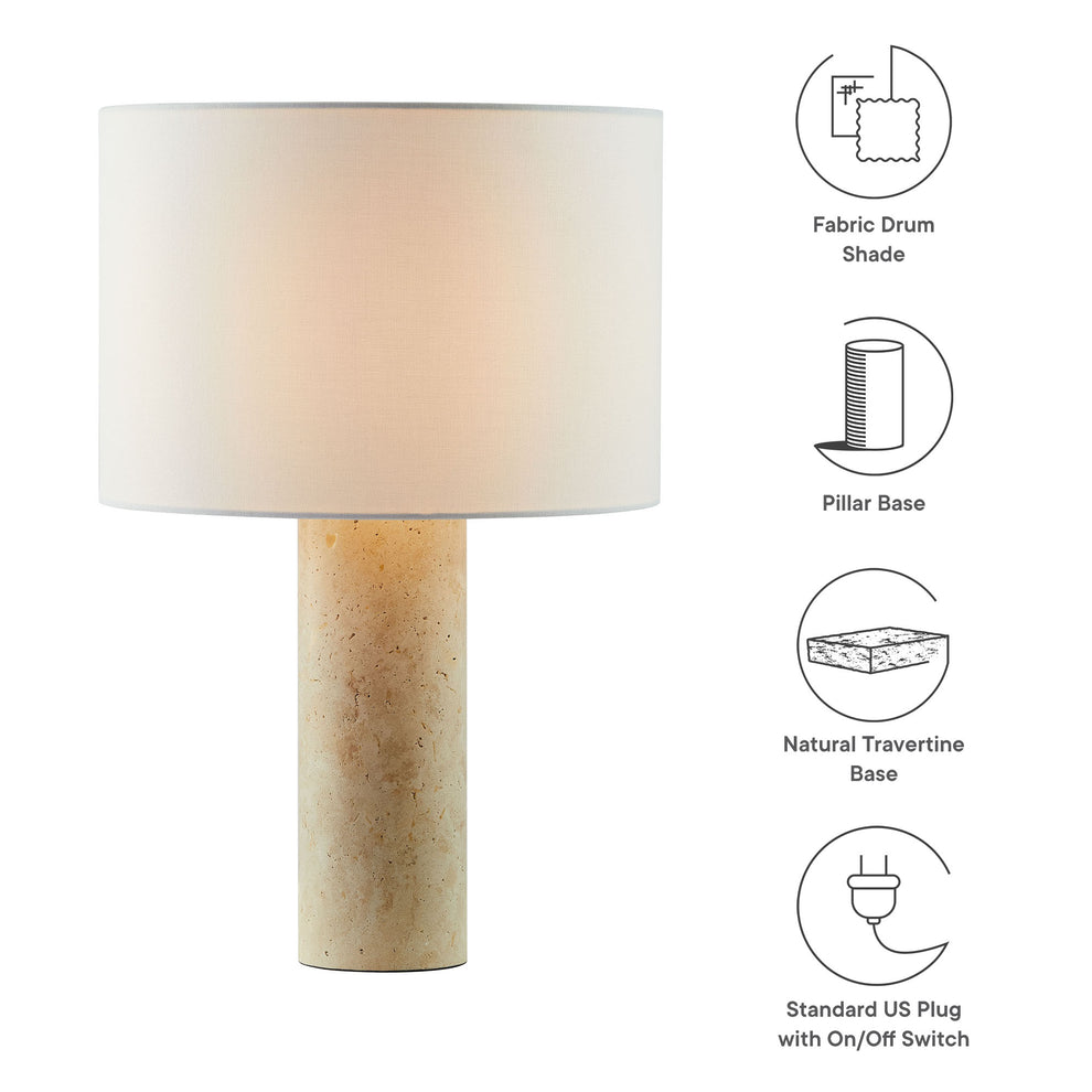 Zenith Travertine Table Lamp With Fabric Drum Shade by Modway | Table Lamps | Modishstore - 10