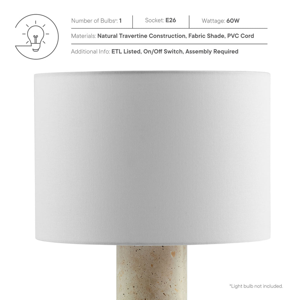 Zenith Travertine Table Lamp With Fabric Drum Shade by Modway | Table Lamps | Modishstore - 11