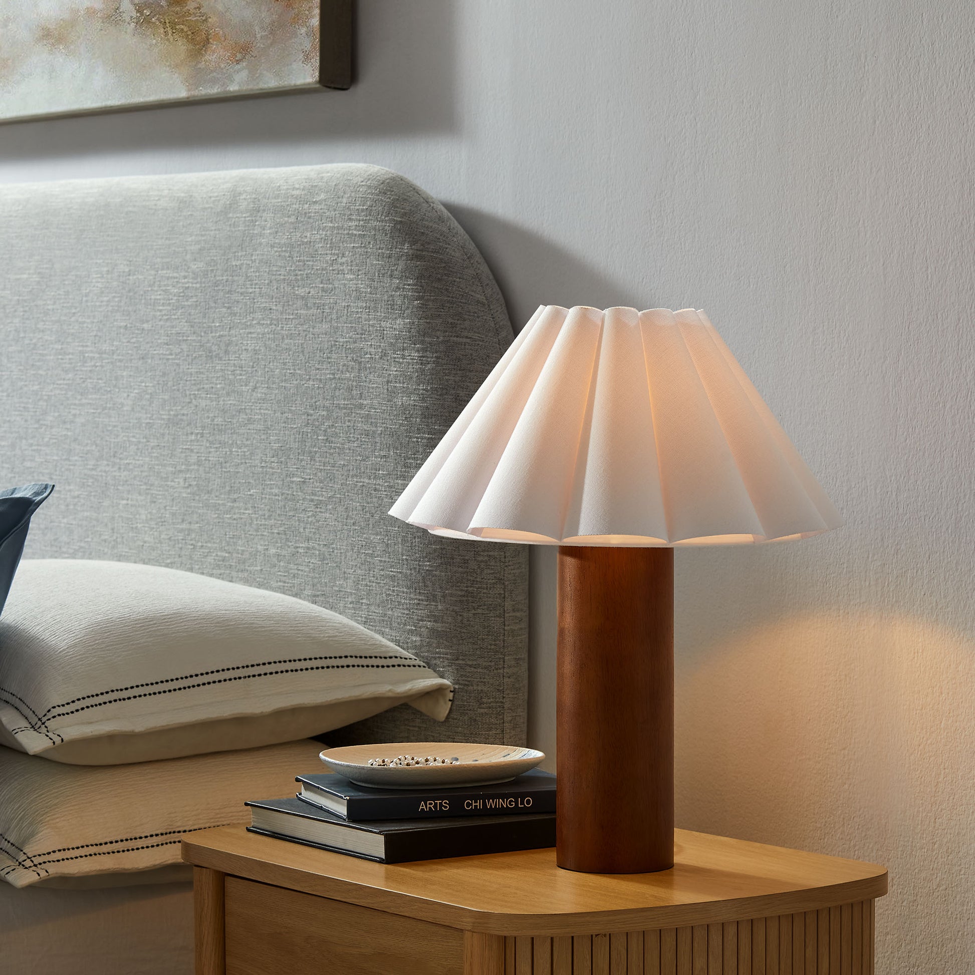 Flora Wood Table Lamp With Pleated Petal Shade by Modway | Table Lamps | Modishstore - 1