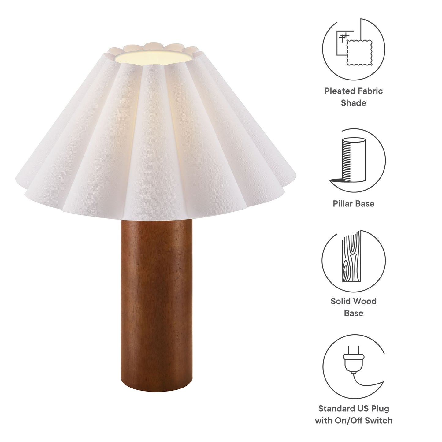 Flora Wood Table Lamp With Pleated Petal Shade by Modway | Table Lamps | Modishstore - 11