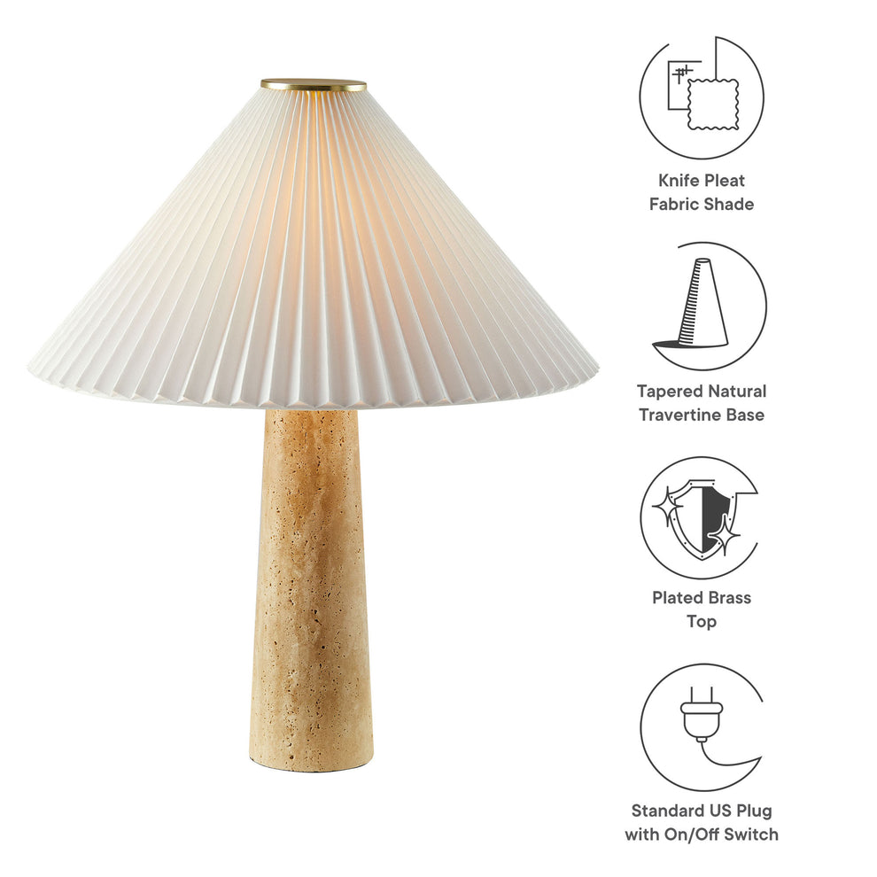 Cove Travertine Table Lamp With Pleated Shade by Modway | Table Lamps | Modishstore - 12