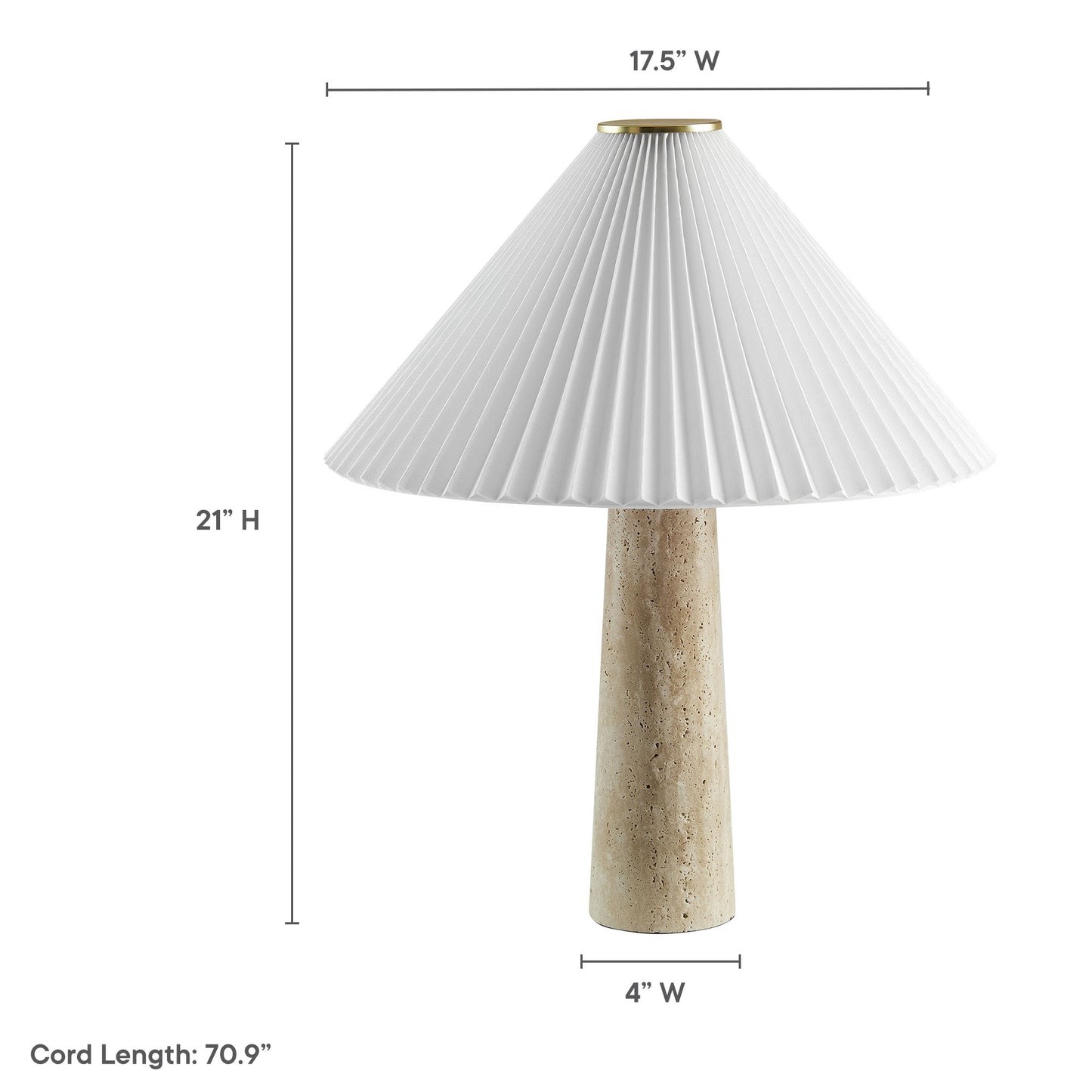 Cove Travertine Table Lamp With Pleated Shade by Modway | Table Lamps | Modishstore - 14