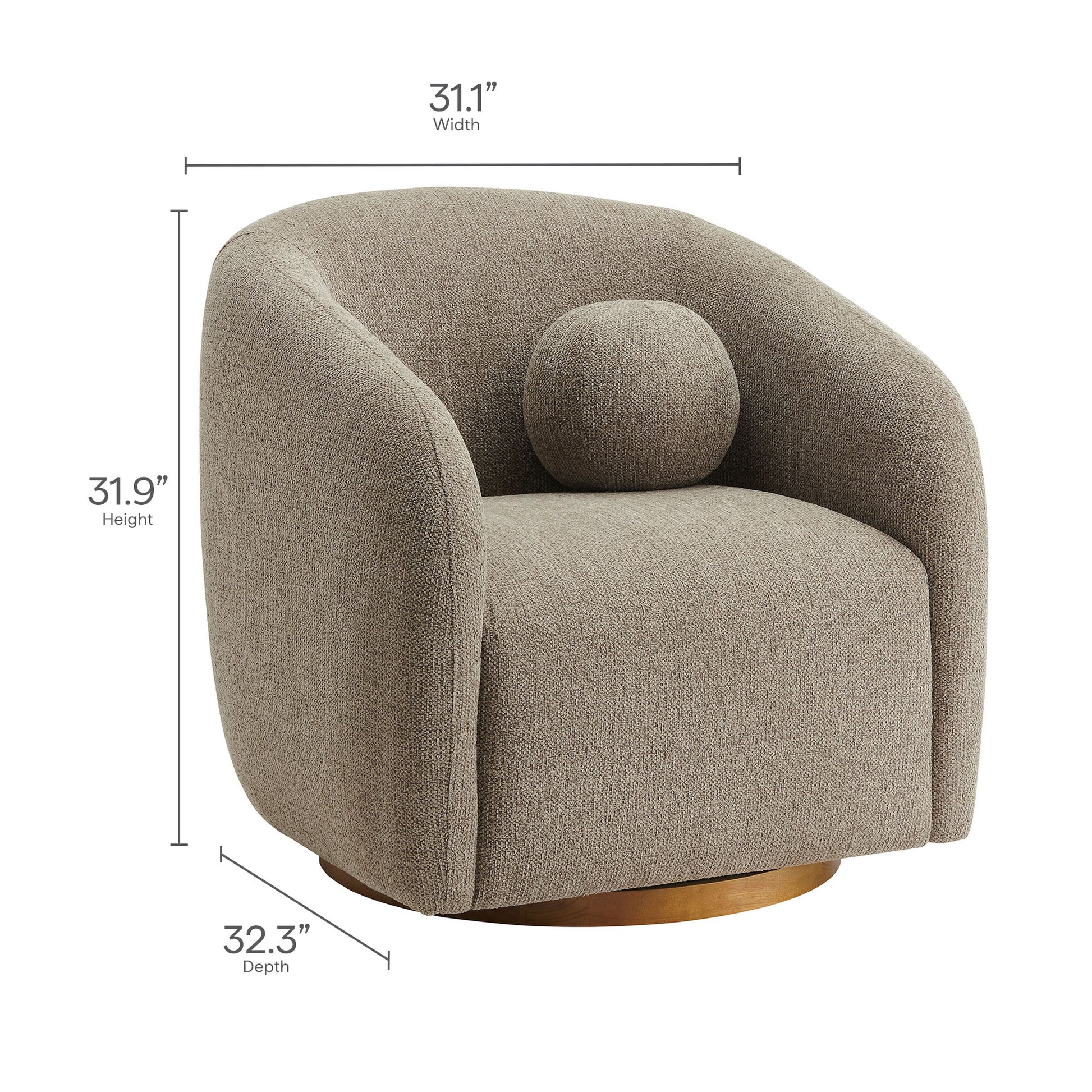 Holland Swivel Chenille Fabric Armchair by Modway | Armchairs | Modishstore - 29