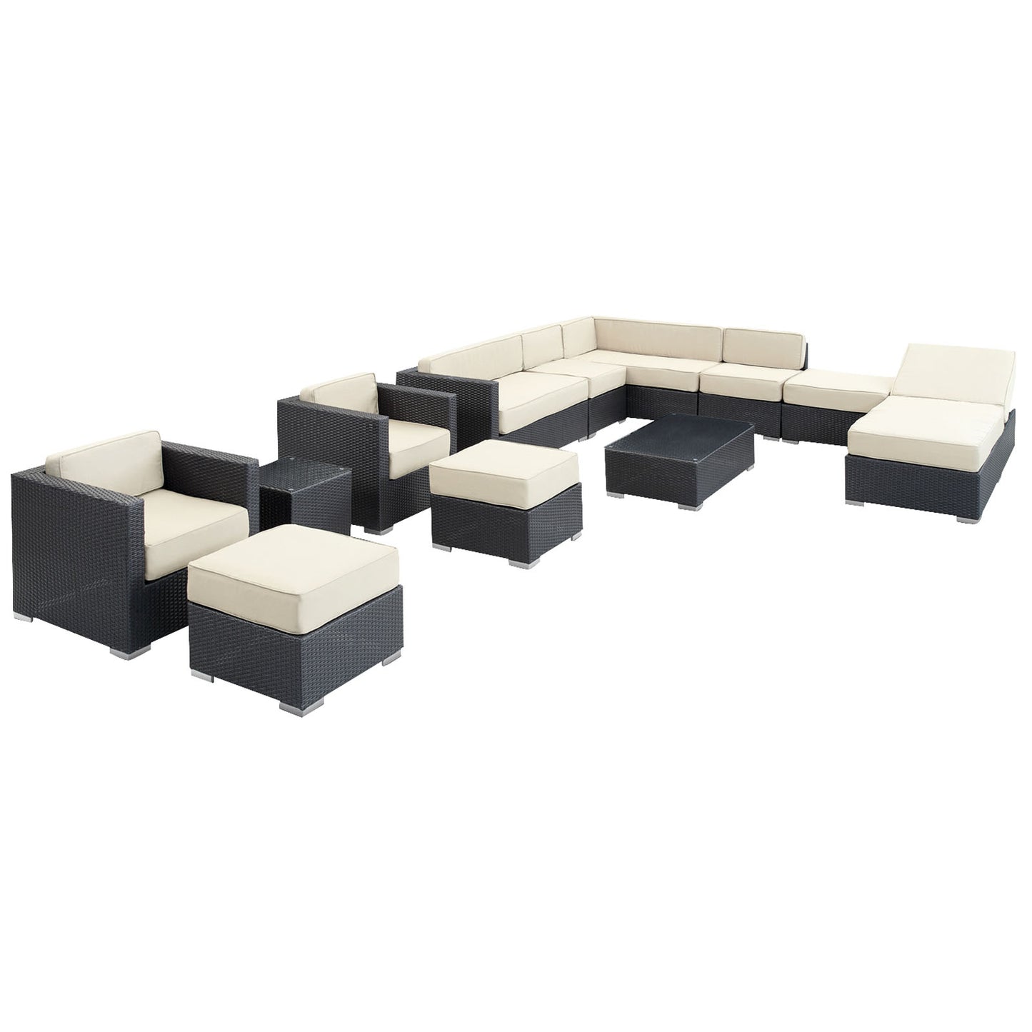 Fusion 12 Piece Outdoor Patio Sectional Set by Modway | Outdoor Patio Daybed | Modishstore - 3