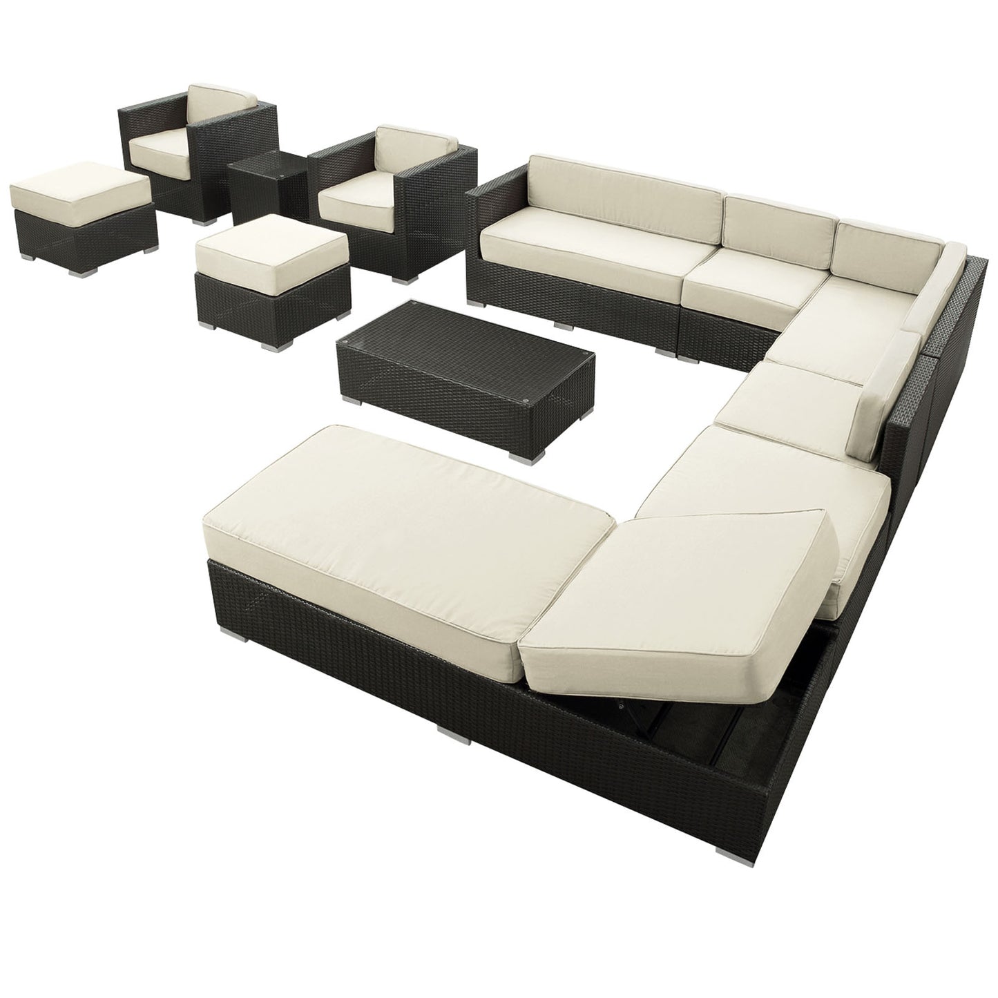 Fusion 12 Piece Outdoor Patio Sectional Set by Modway | Outdoor Patio Daybed | Modishstore - 5