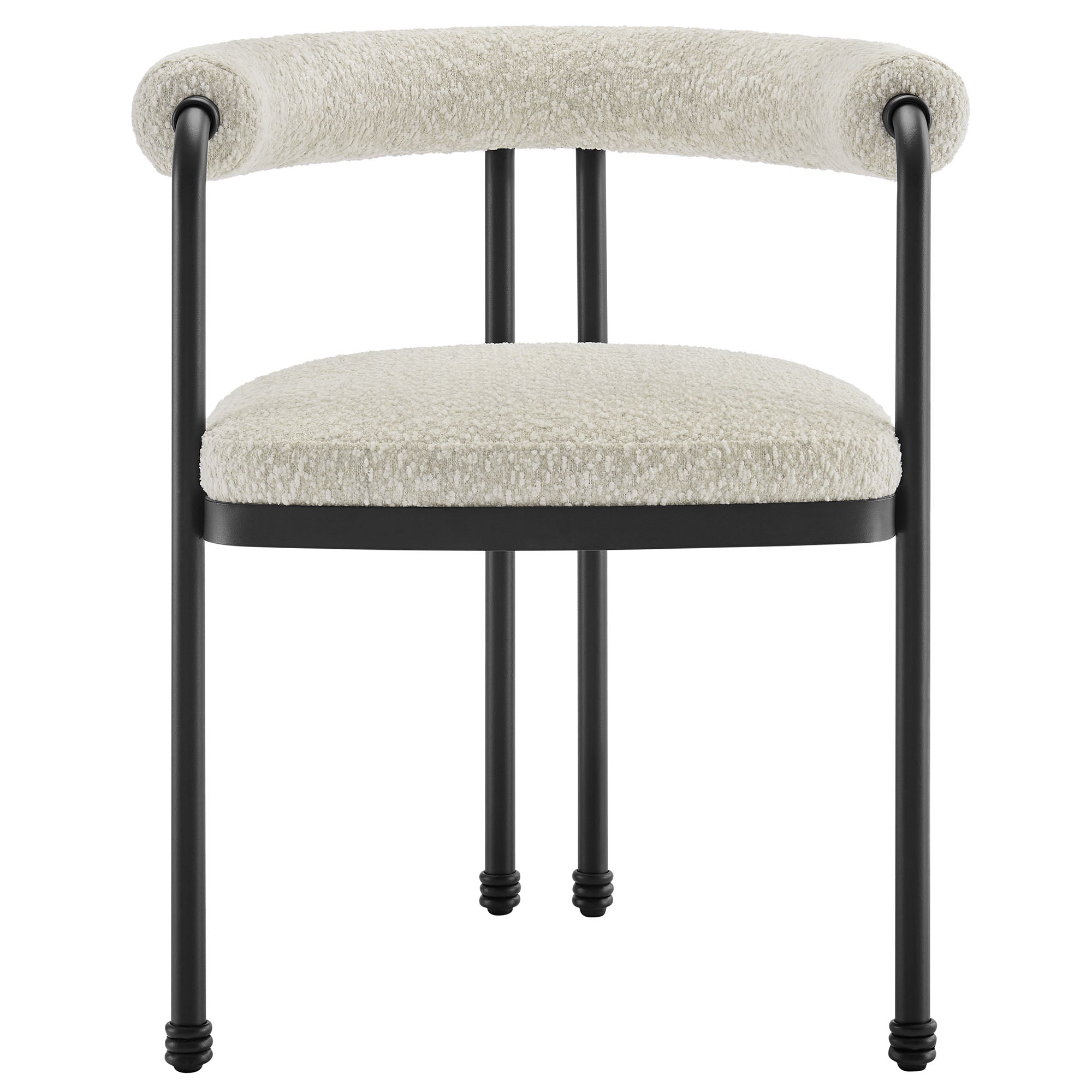 Turin Curved Back Boucle and Metal Dining Accent Chair - Thumbnail 4