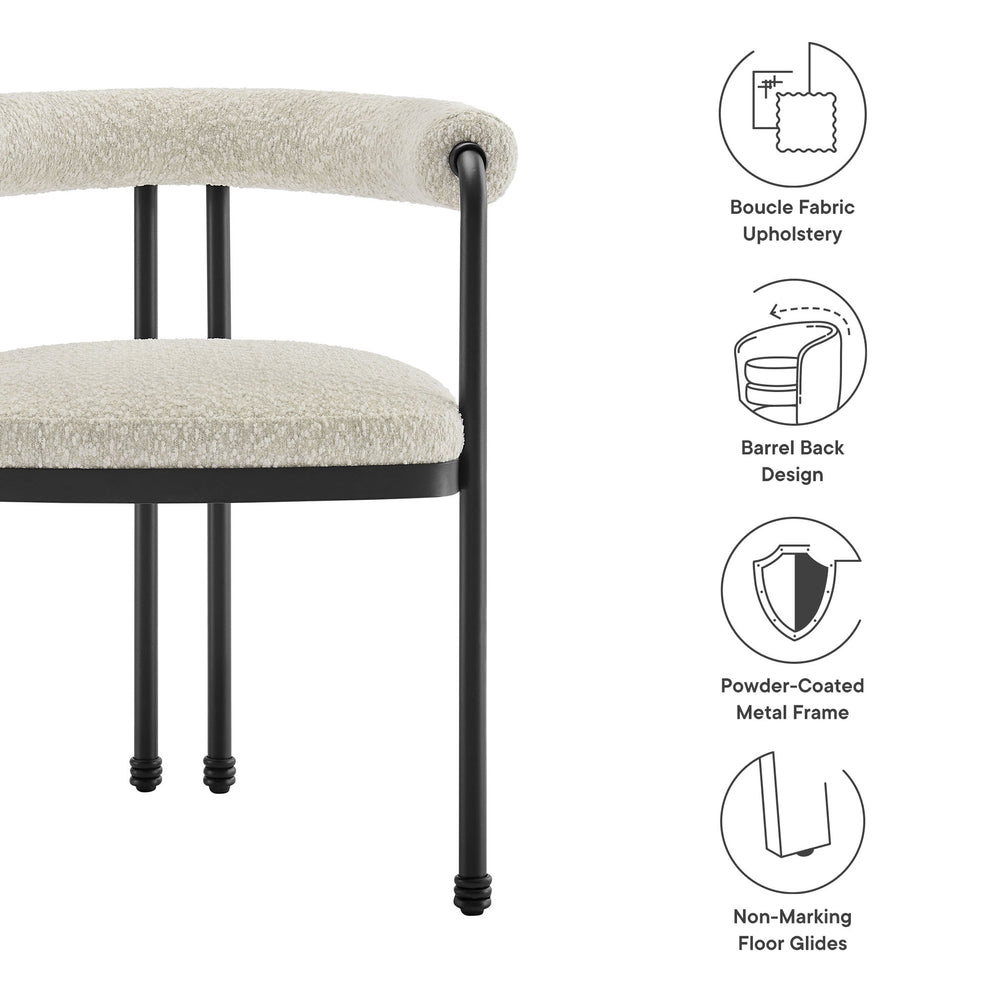 Turin Curved Back Boucle and Metal Dining Accent Chair by Modway | Accent Chairs | Modishstore - 8