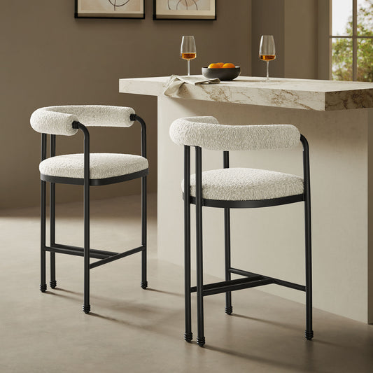 Turin Curved Back Boucle and Metal Counter Stool by Modway | Counter Stools | Modishstore - 1