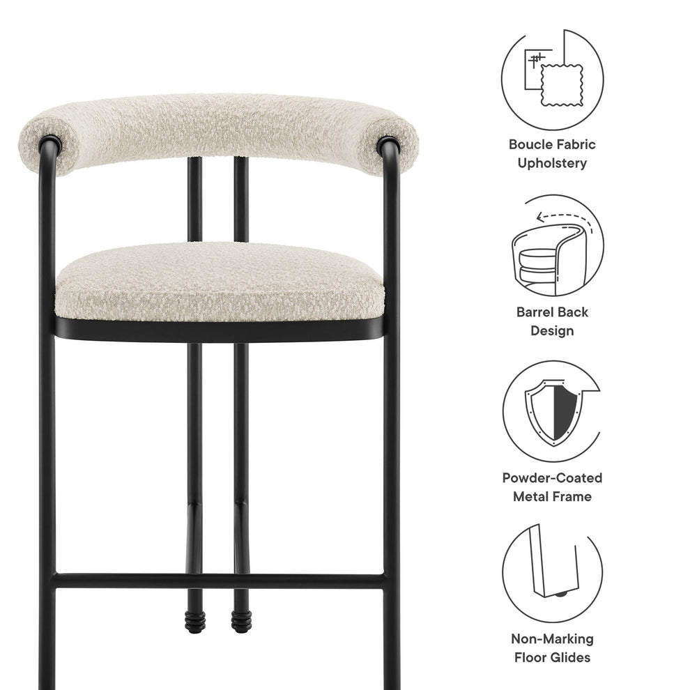Turin Curved Back Boucle and Metal Counter Stool by Modway | Counter Stools | Modishstore - 8