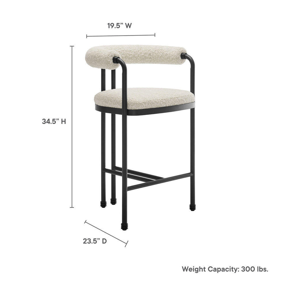 Turin Curved Back Boucle and Metal Counter Stool by Modway | Counter Stools | Modishstore - 9