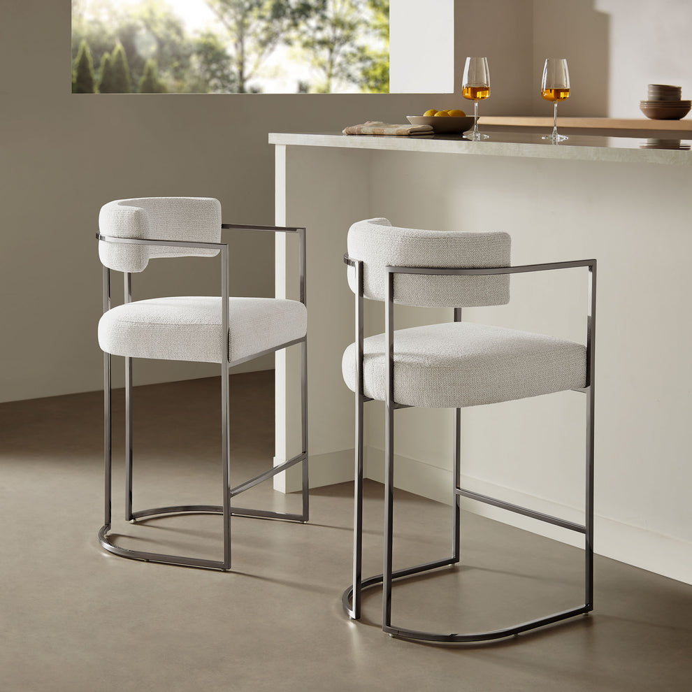 Huron Curved Back Fabric and Metal Counter Stool by Modway | Counter Stools | Modishstore - 1