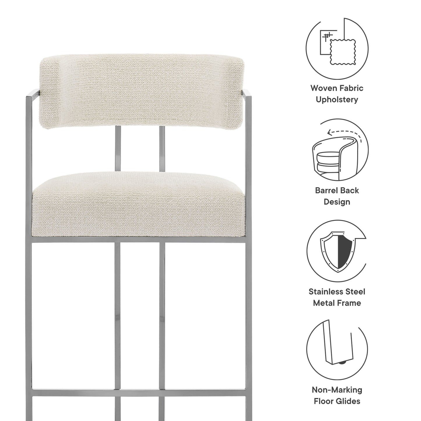 Huron Curved Back Fabric and Metal Counter Stool by Modway | Counter Stools | Modishstore - 8