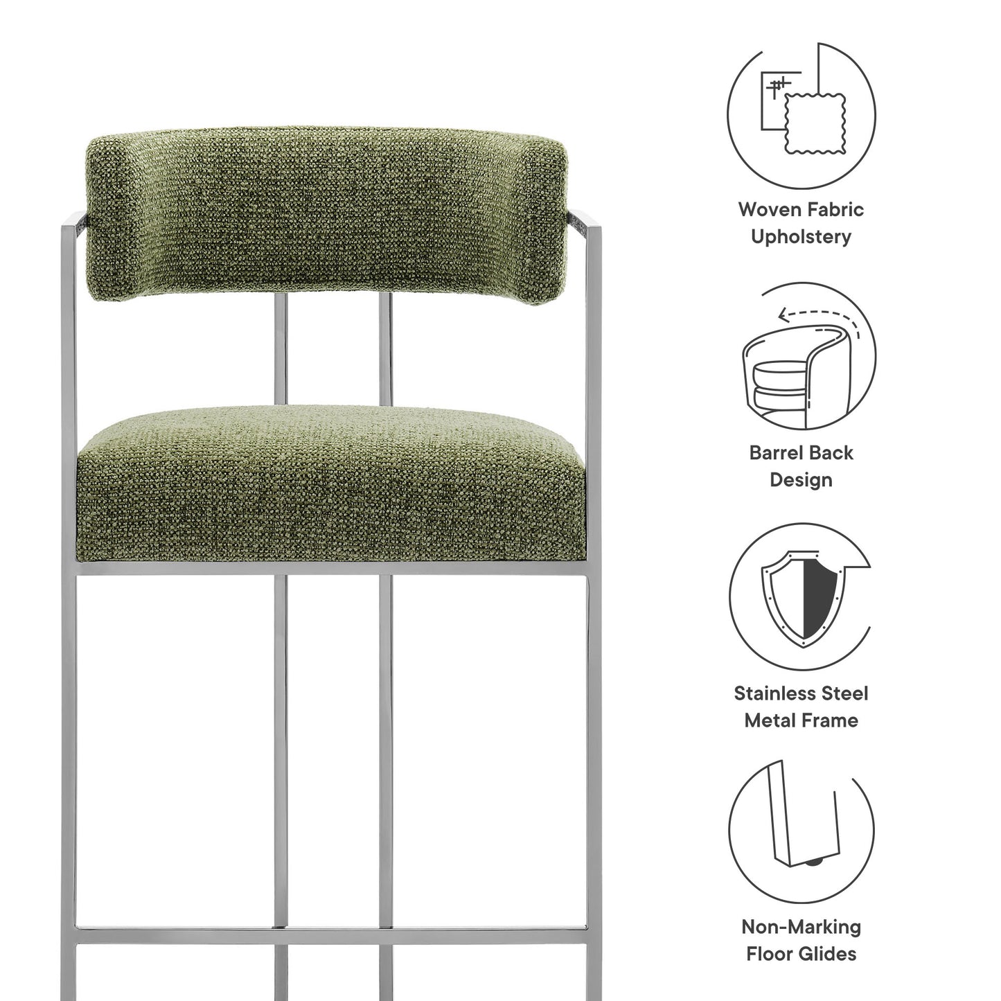 Huron Curved Back Fabric and Metal Counter Stool by Modway | Counter Stools | Modishstore - 18