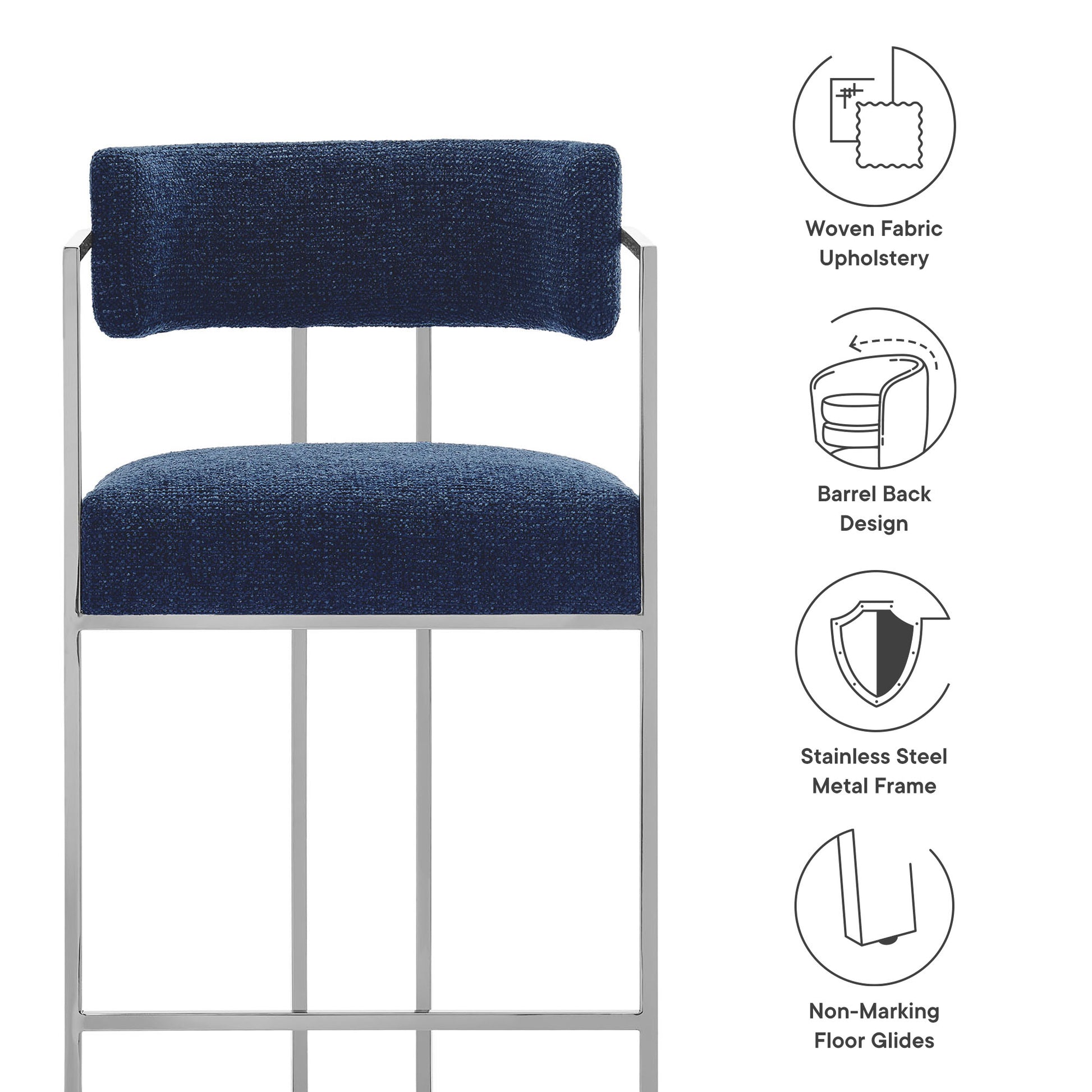 Huron Curved Back Fabric and Metal Counter Stool by Modway | Counter Stools | Modishstore - 28