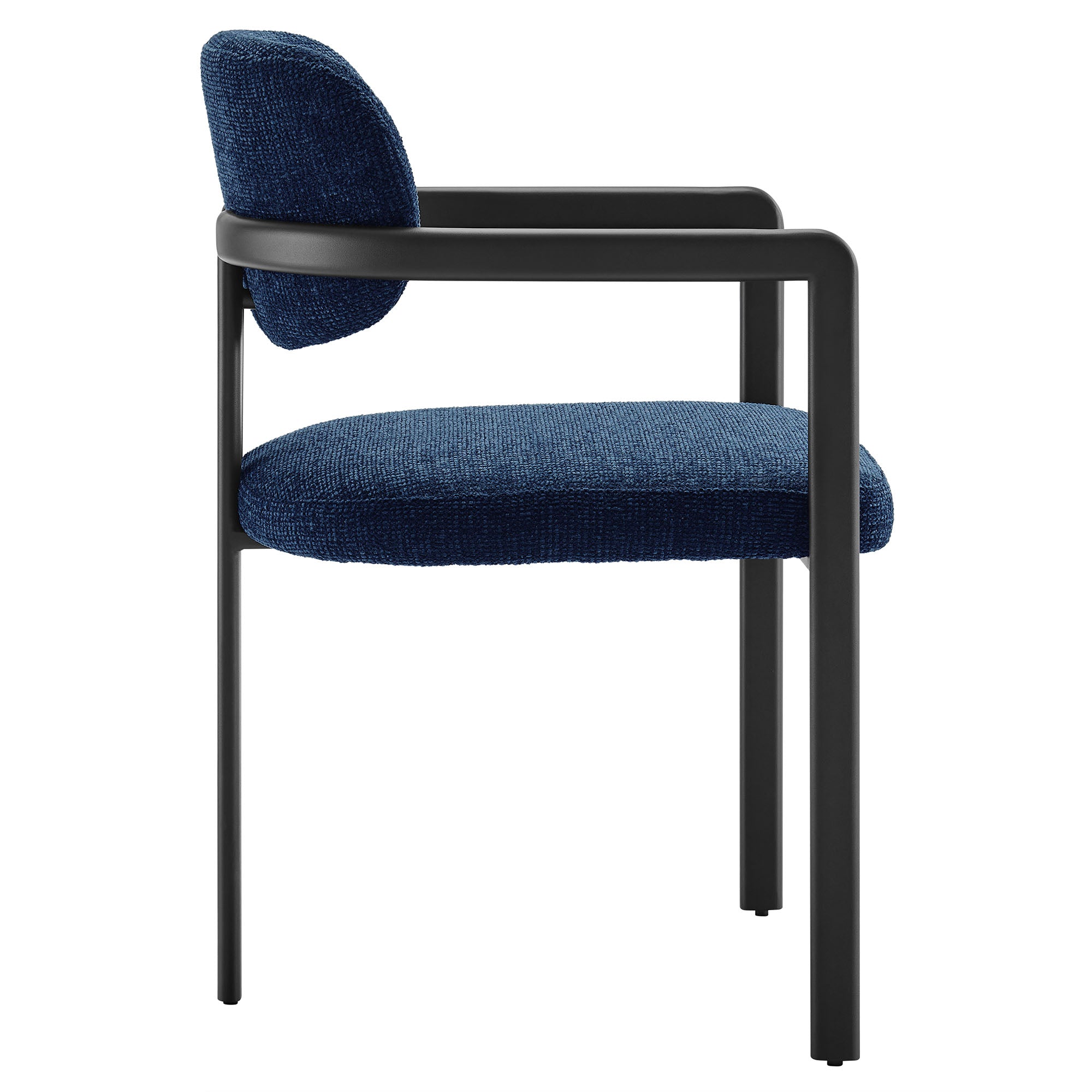 Elio Barrel Fabric and Metal Dining Chair - Thumbnail 4