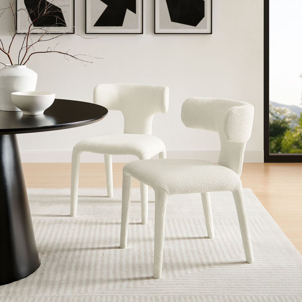 Stellan Curved Back Boucle Upholstered Dining Chair Set of 2 by Modway | Dining Chairs | Modishstore - 1