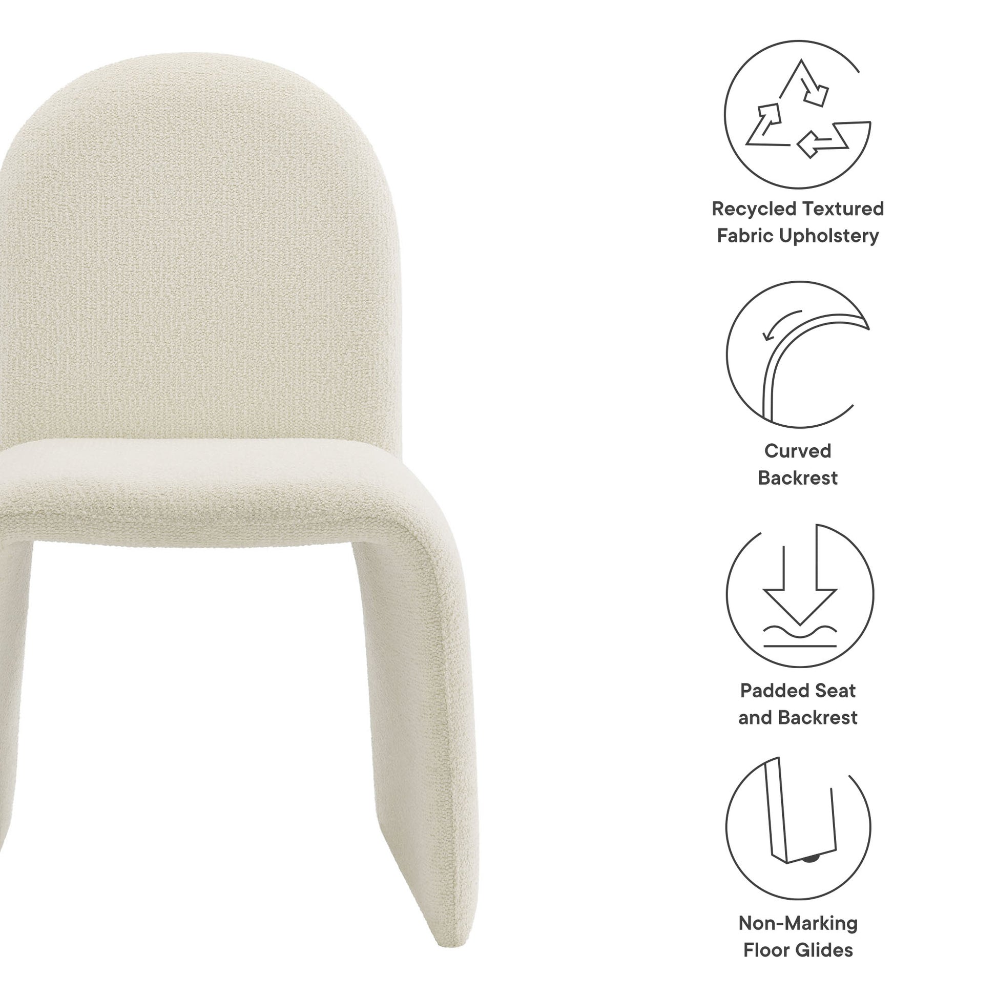 Junia Boucle Upholstered Arch Armless Dining Chair by Modway | Dining Chairs | Modishstore - 8