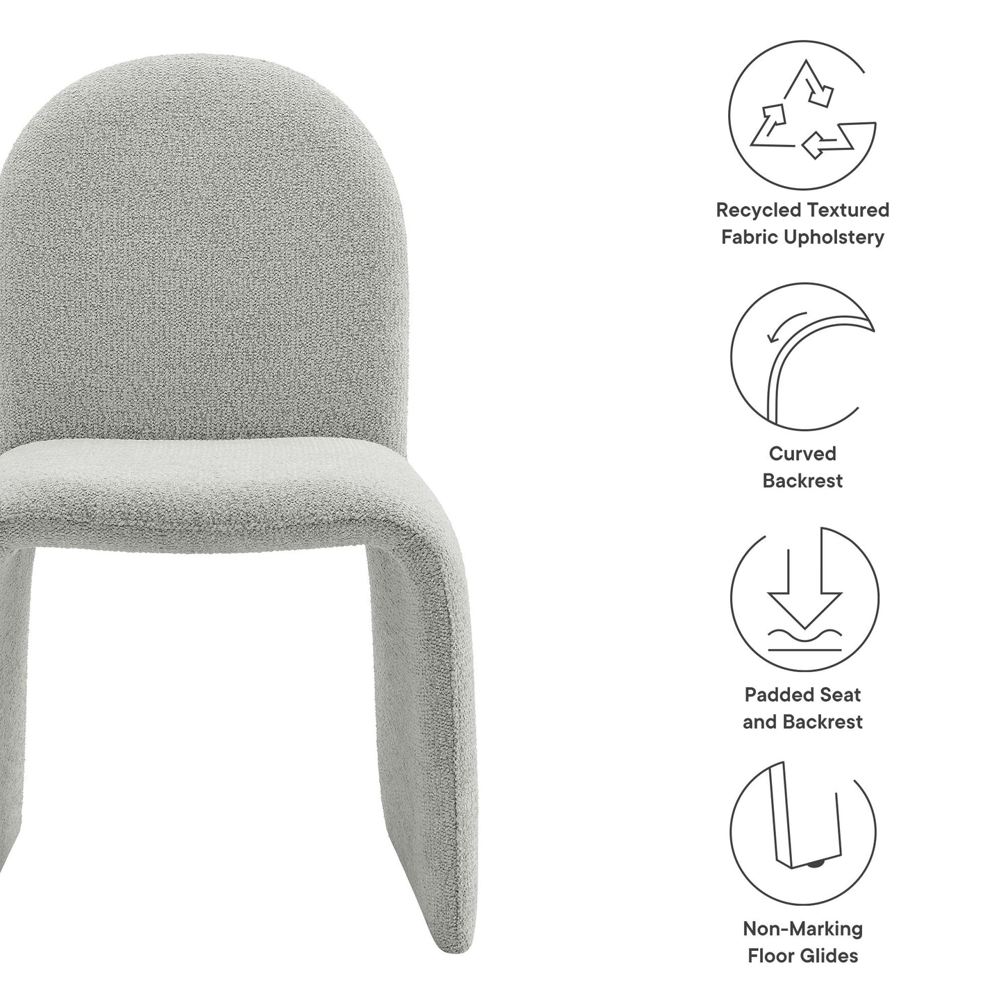 Junia Boucle Upholstered Arch Armless Dining Chair by Modway | Dining Chairs | Modishstore - 18