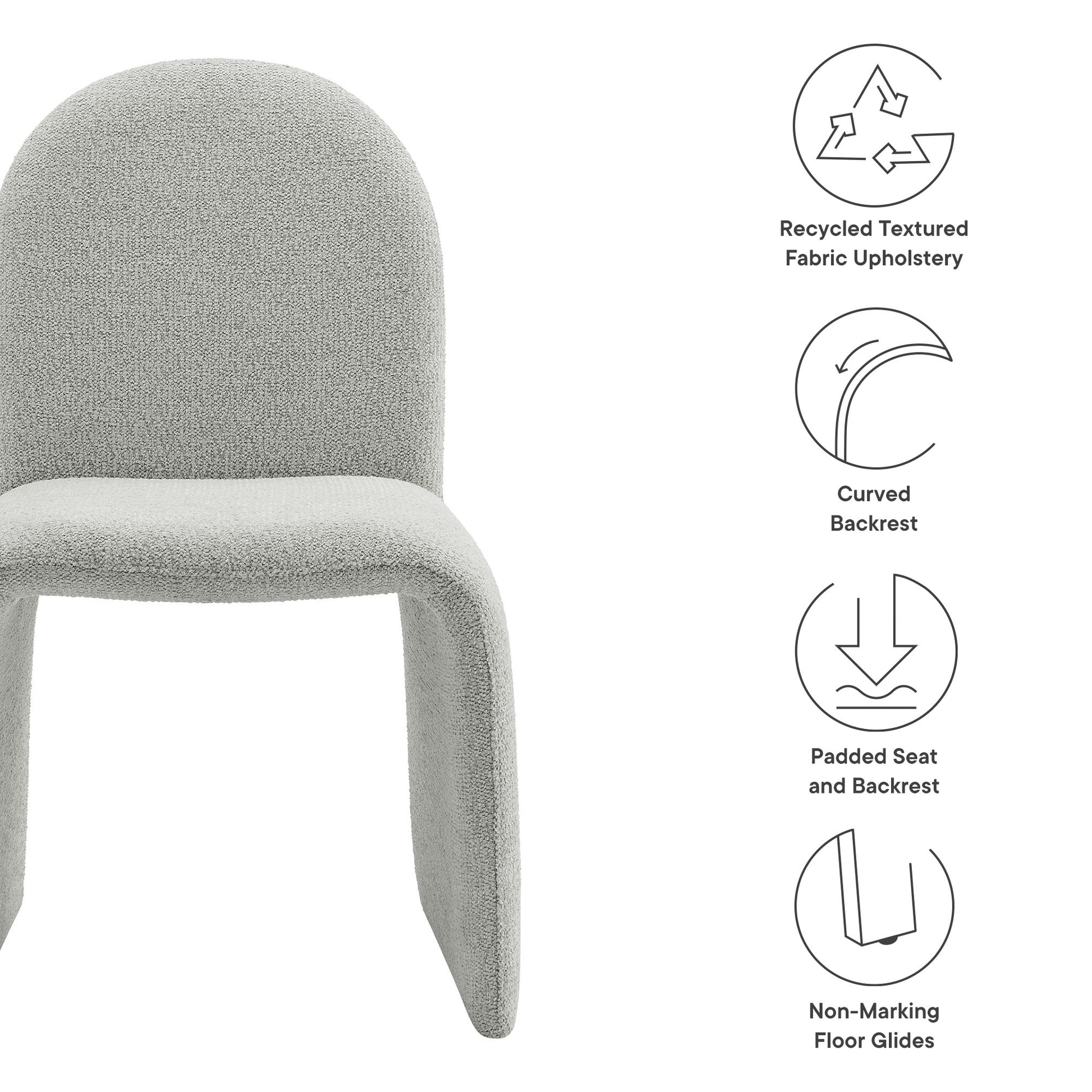 Junia Boucle Upholstered Arch Armless Dining Chair by Modway | Dining Chairs | Modishstore - 18