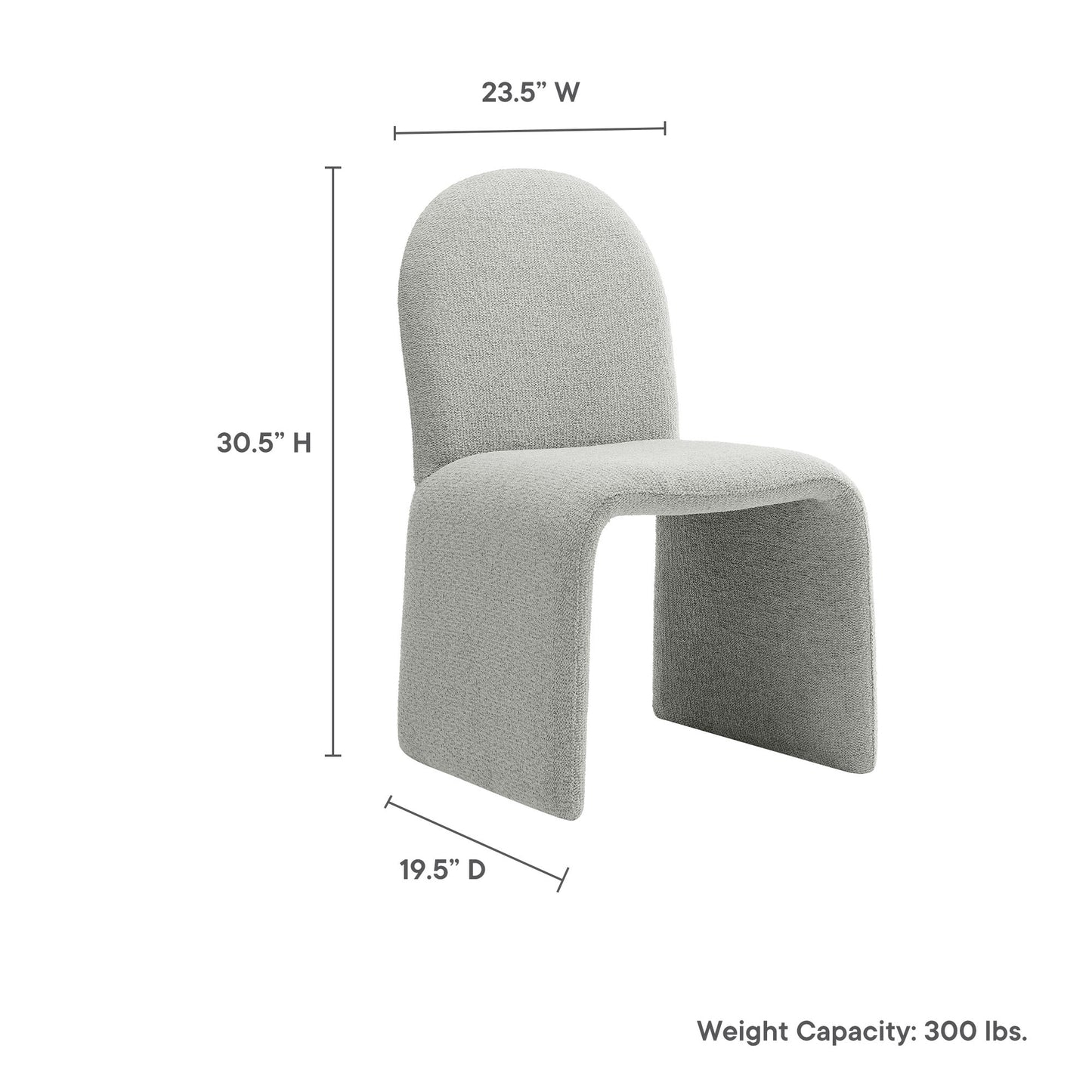 Junia Boucle Upholstered Arch Armless Dining Chair by Modway | Dining Chairs | Modishstore - 19