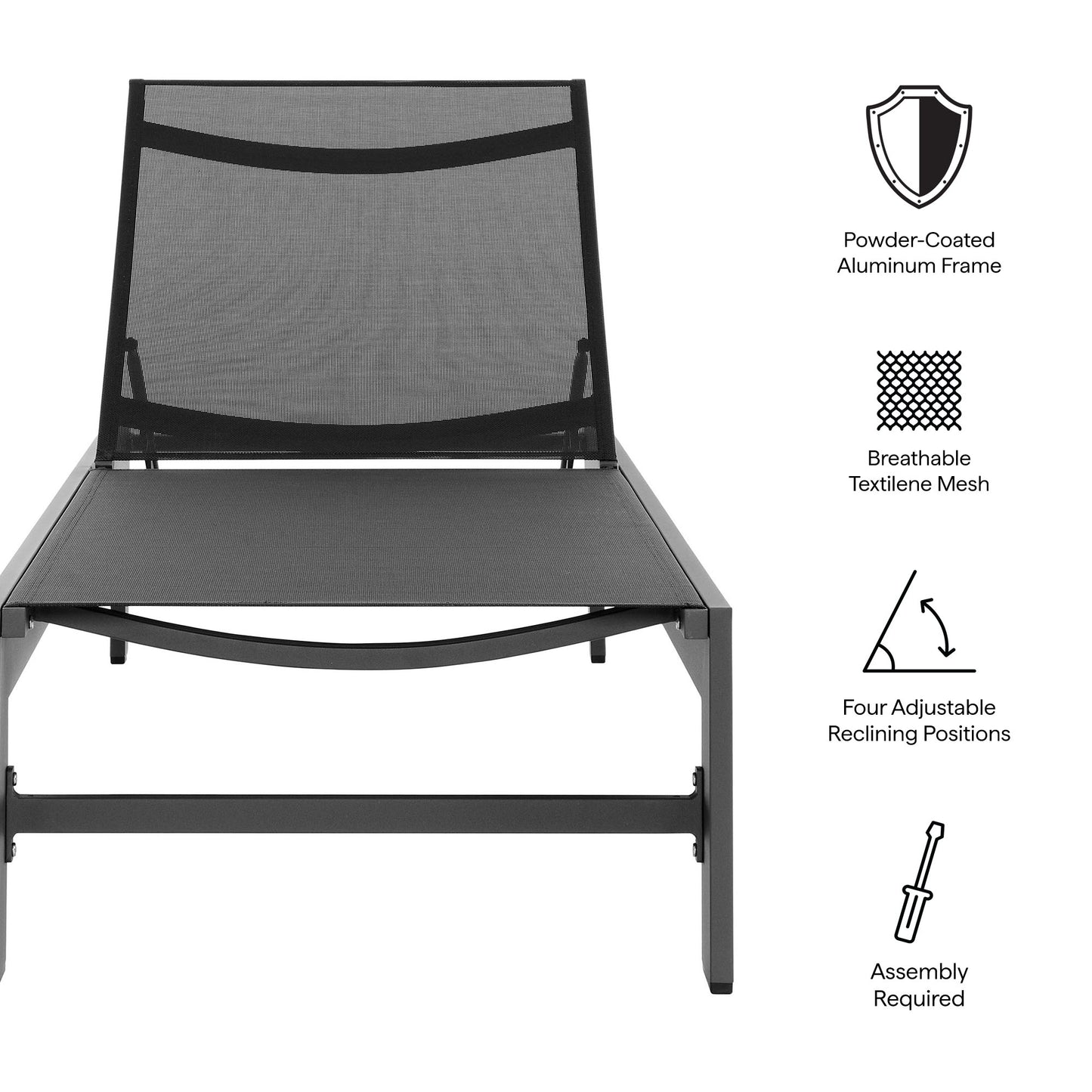 Tahoe Outdoor Patio Mesh and Aluminum Chaise Lounge by Modway | Sofas | Modishstore - 9