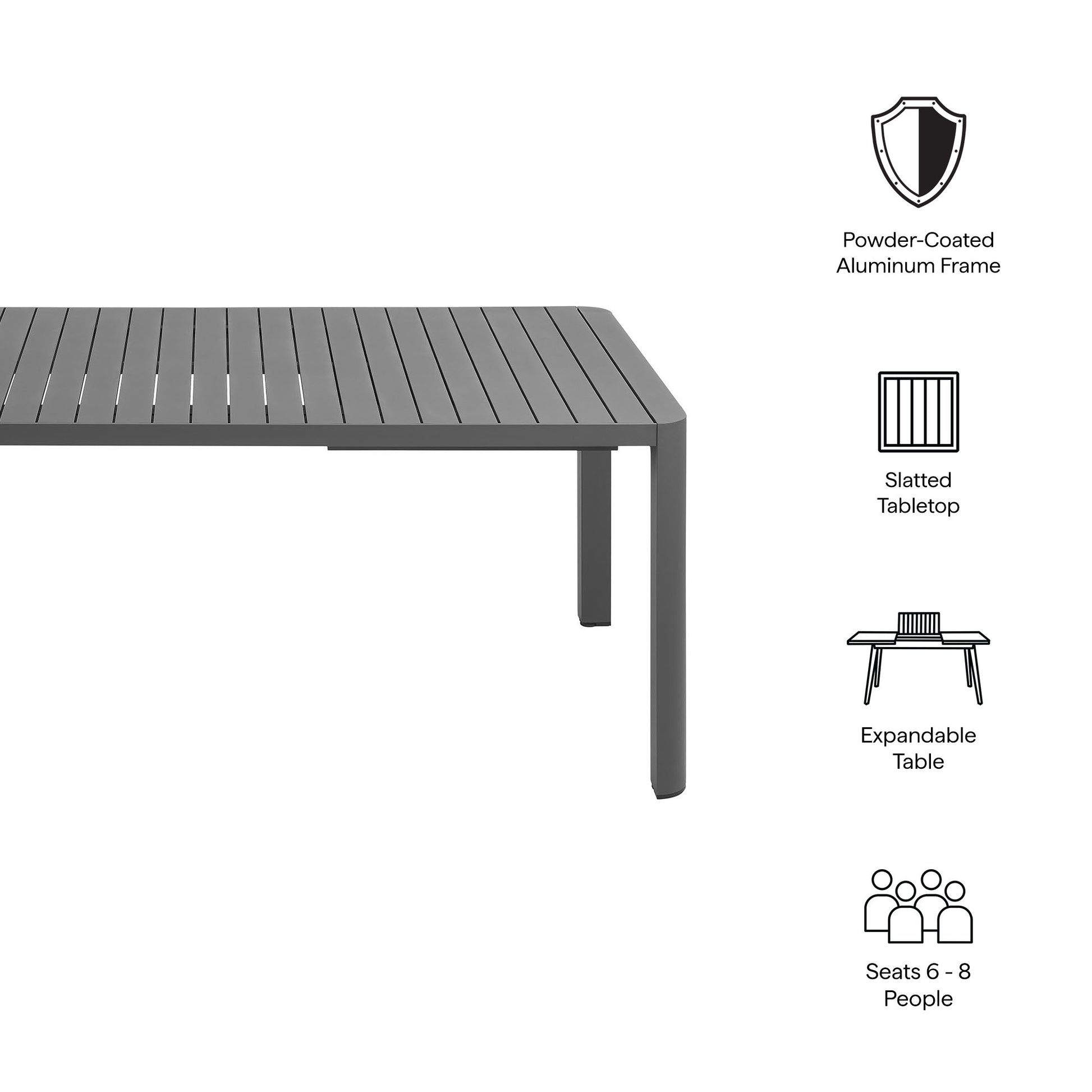 Tahoe Outdoor Patio Aluminum Extendable Dining Table by Modway | Outdoor Patio Daybed | Modishstore - 9