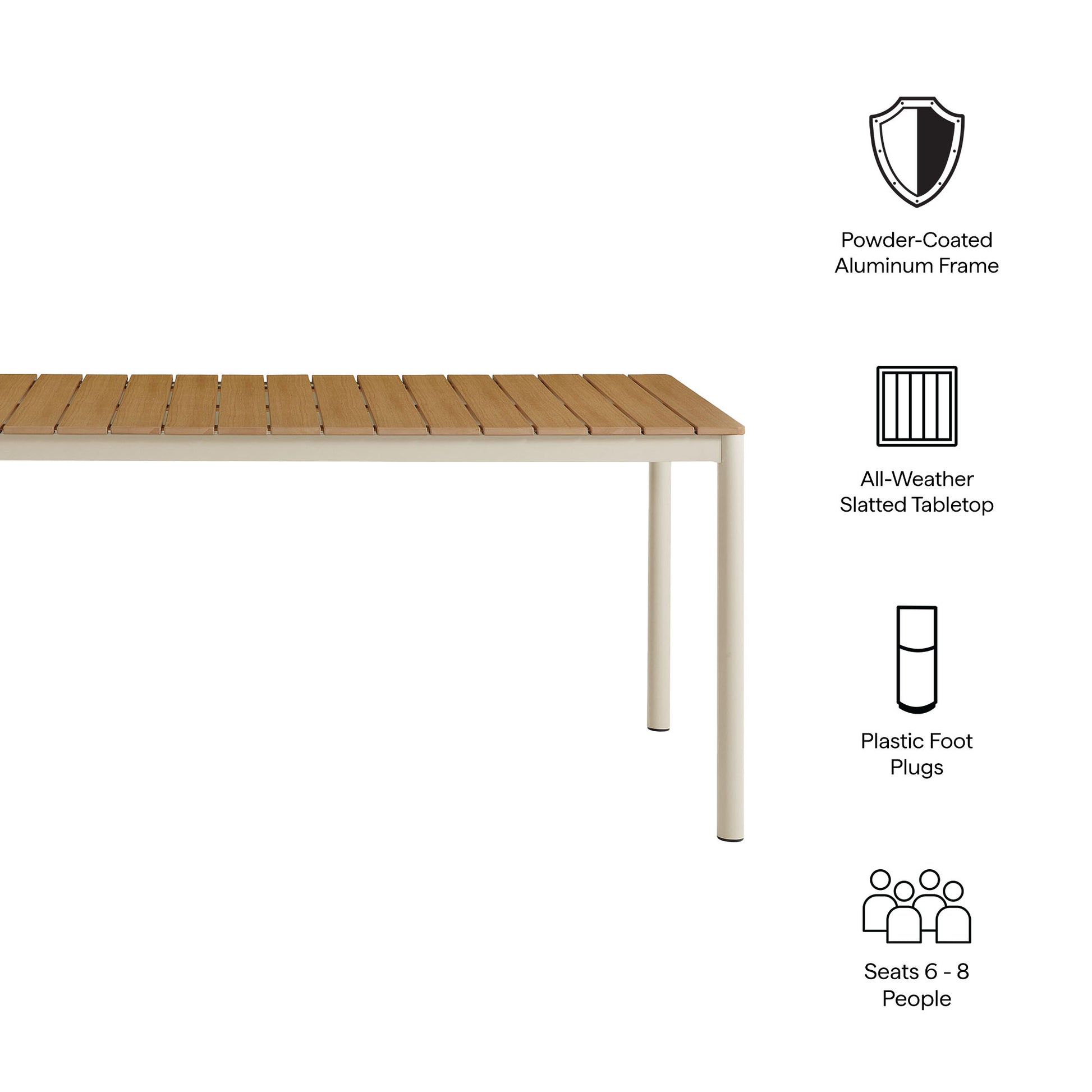 Finn 71" Outdoor Patio Aluminum Dining Table with Faux Wood Top by Modway | Outdoor Patio Daybed | Modishstore - 8