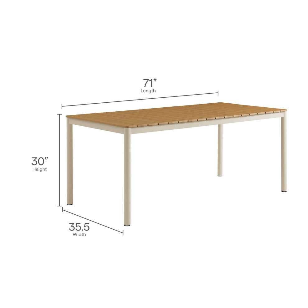 Finn 71" Outdoor Patio Aluminum Dining Table with Faux Wood Top by Modway | Outdoor Patio Daybed | Modishstore - 9